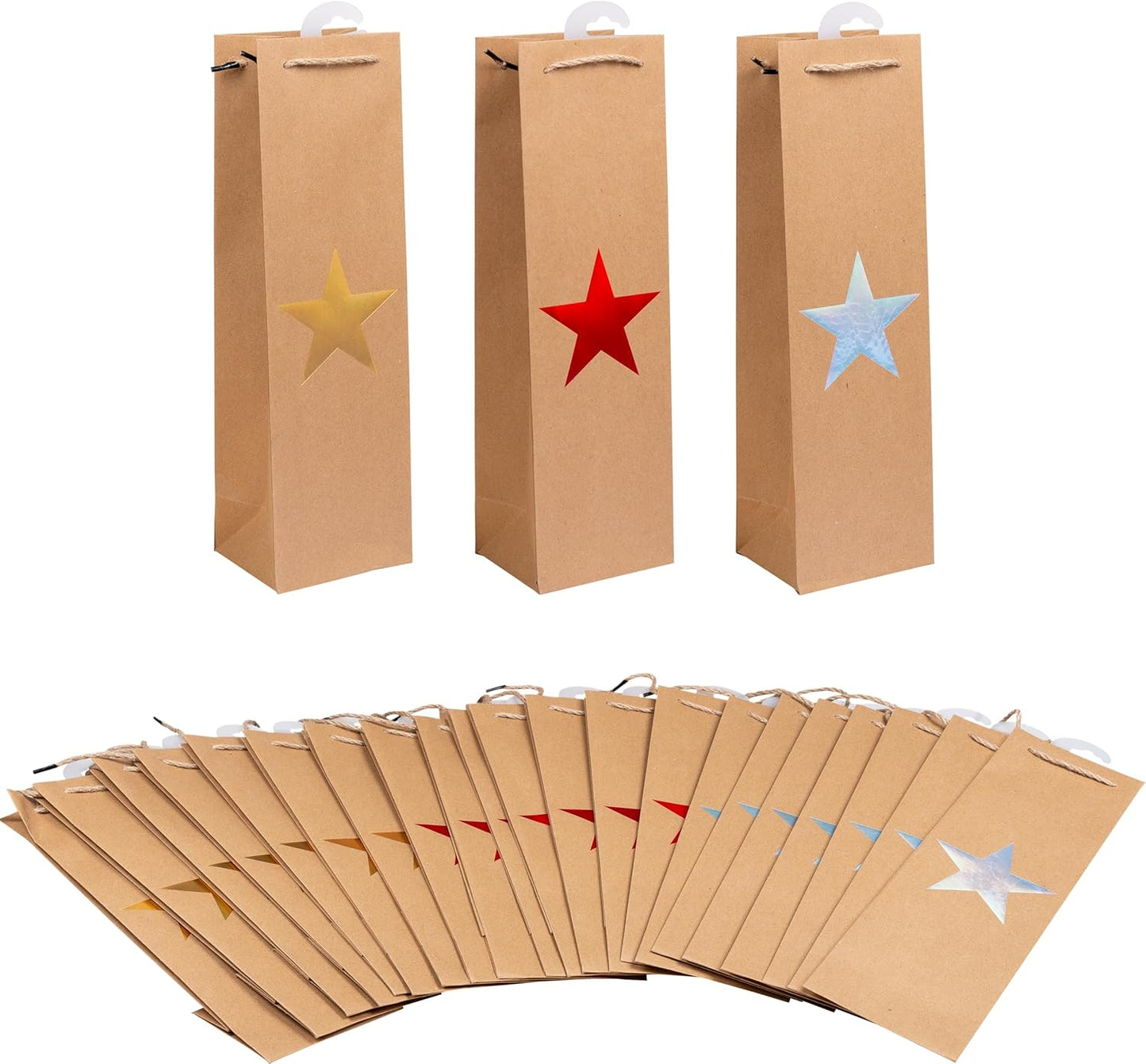 Weihnachts-Flaschentaschen Set mit Stern-Motiv, Flaschentasche 40 x 10 x 12 cm STERN