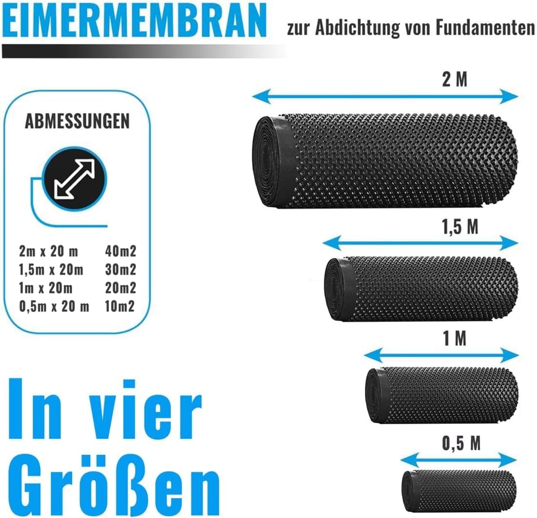 Noppenfolie Drainage- und Mauerschutzbahn, 0,5m x 20m