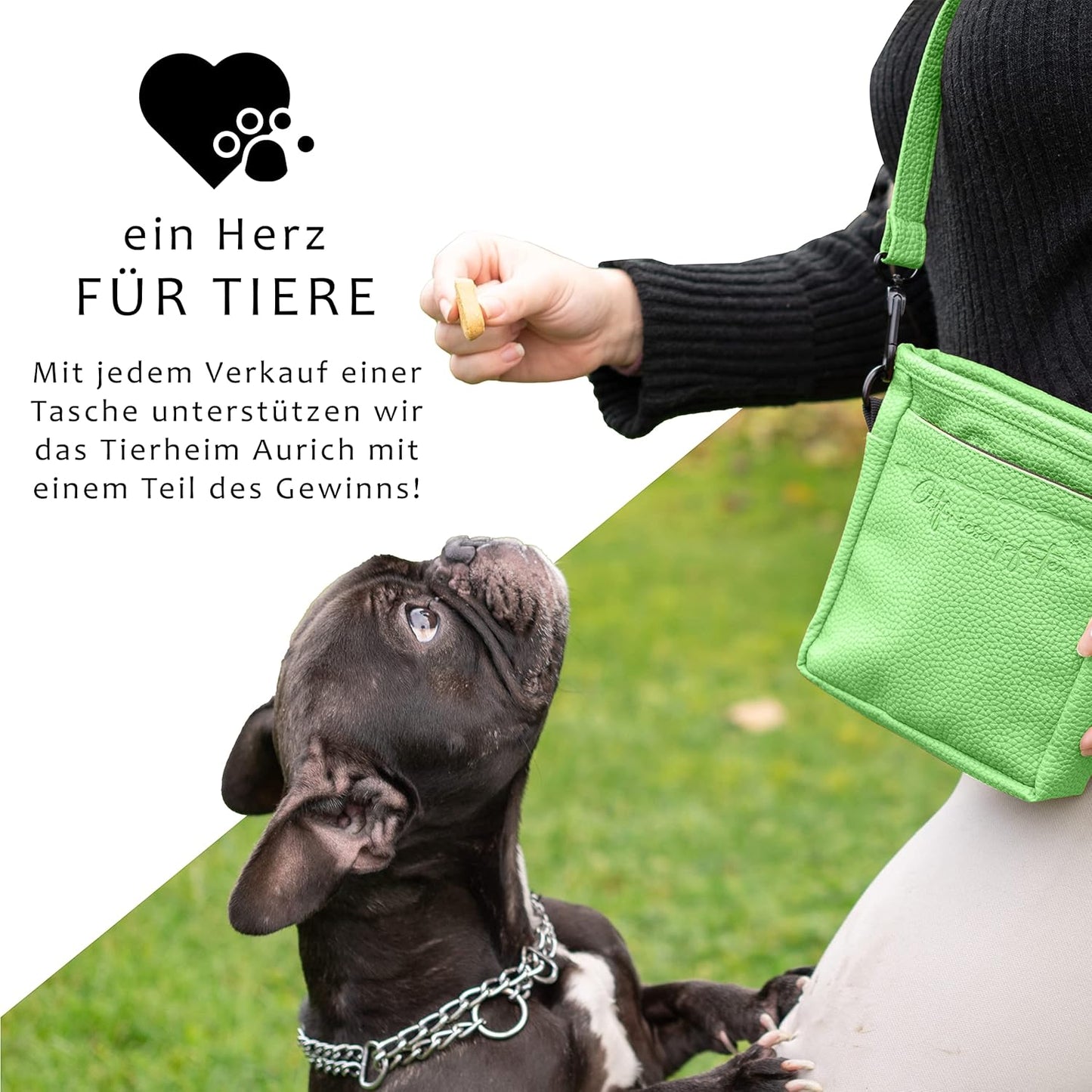 Leckerlibeutel Frieda mit Einhandmagnetverschluss, Grün, M (alte Version)
