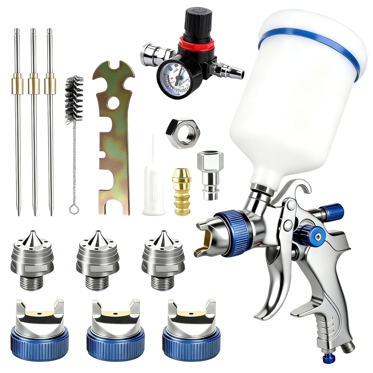 HVLP Lackierpistole-Kit mit 3 Düsen und Druckregler