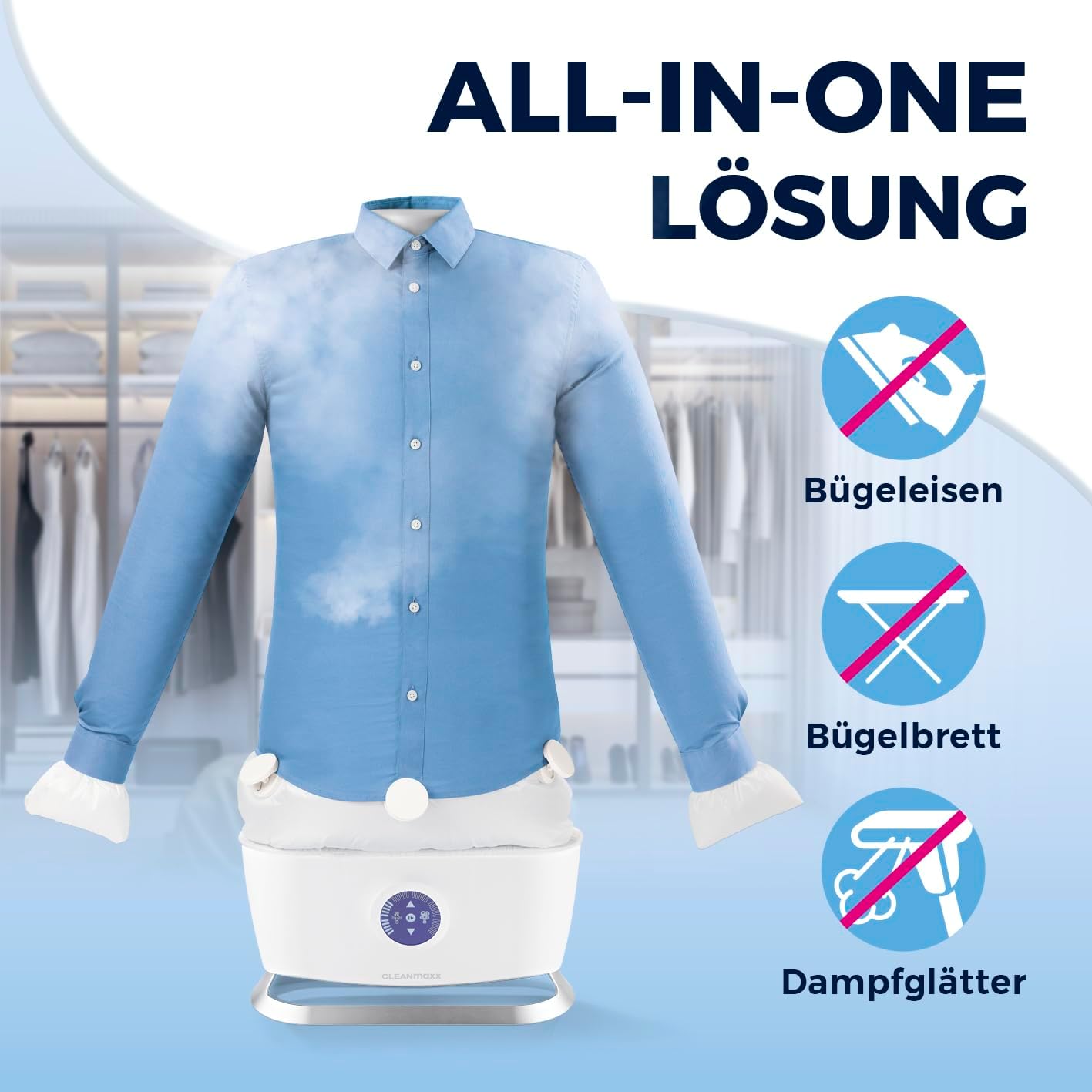 Automatischer Hemden- und Blusenbügler mit Dampffunktion, Hemdenbügler Weiss