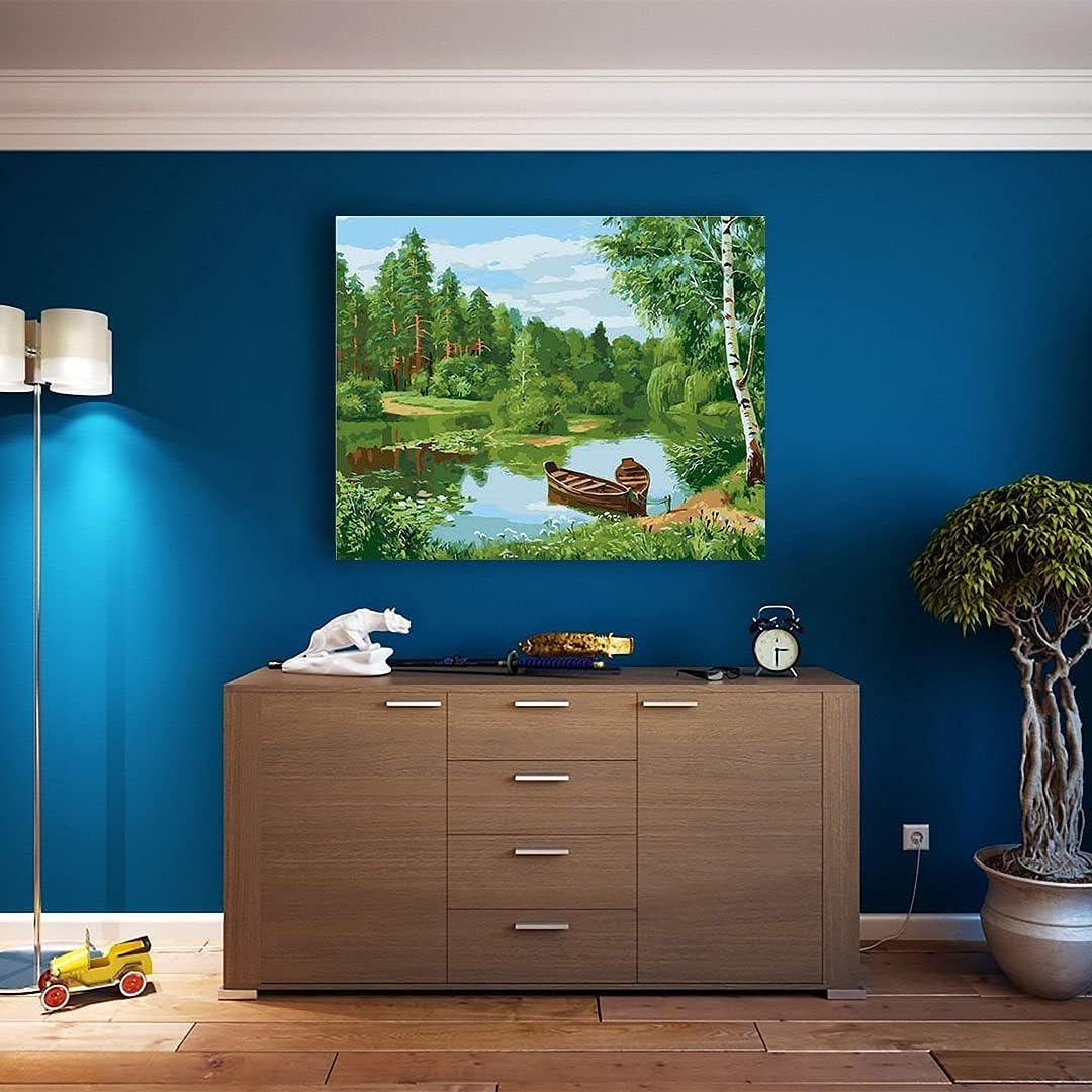 Malen nach Zahlen Wald-Landschaft, Wald-Landschaft Mit Rahmen