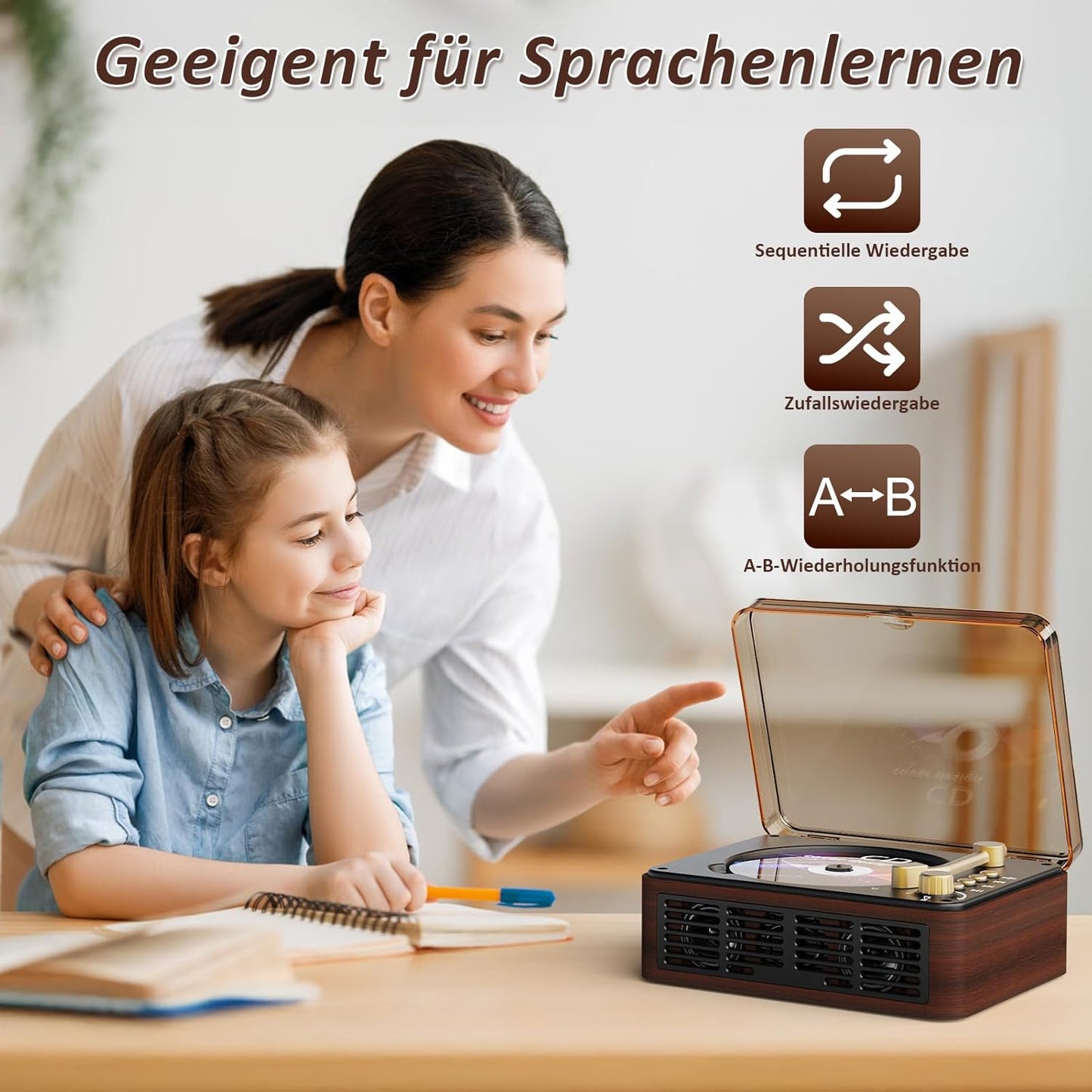 Tragbarer Retro CD-Player mit Lautsprecher & Radio
