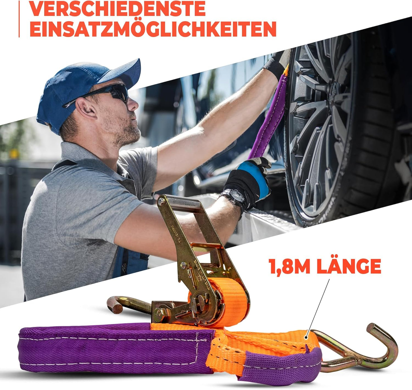 4 Stück Spanngurte für Auto-Transport
