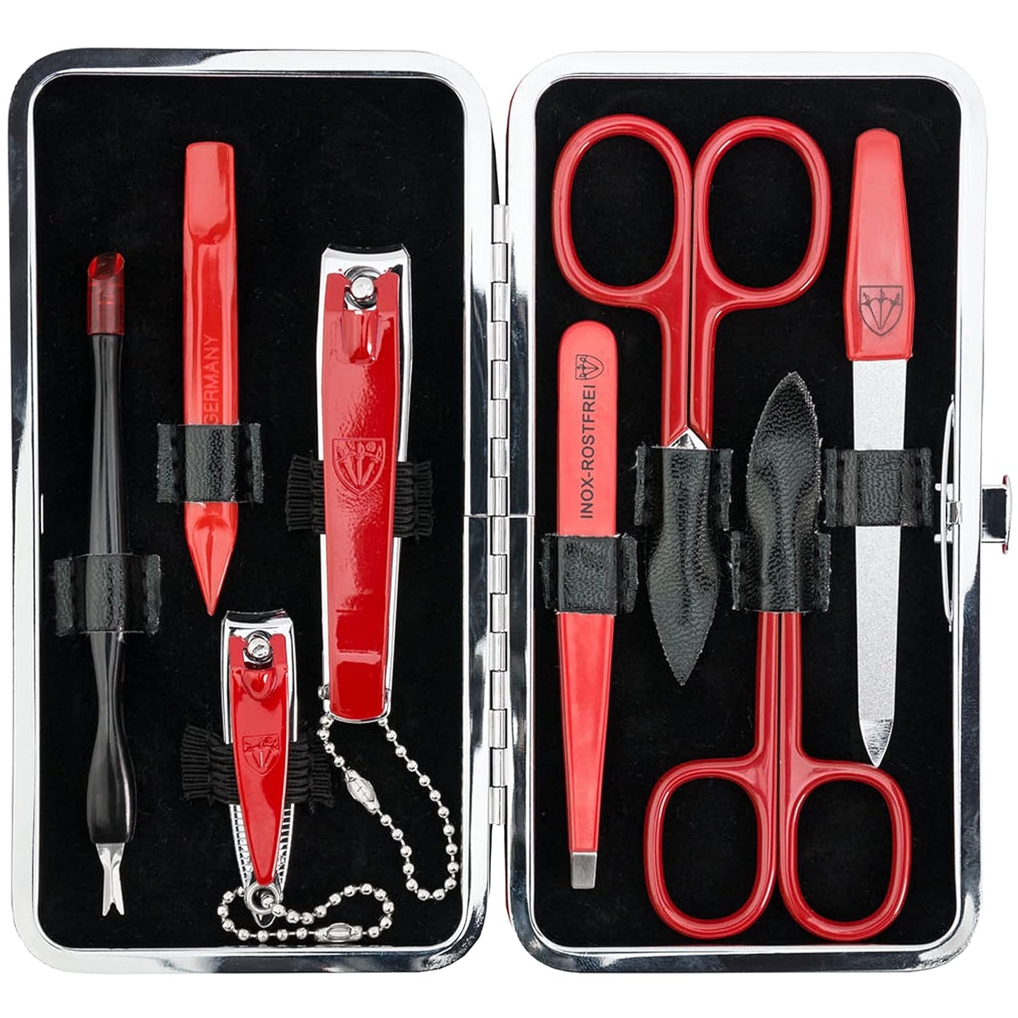 Cuneo - 8-teiliges Nagelpflegeset, KUNSTLEDER - ROT