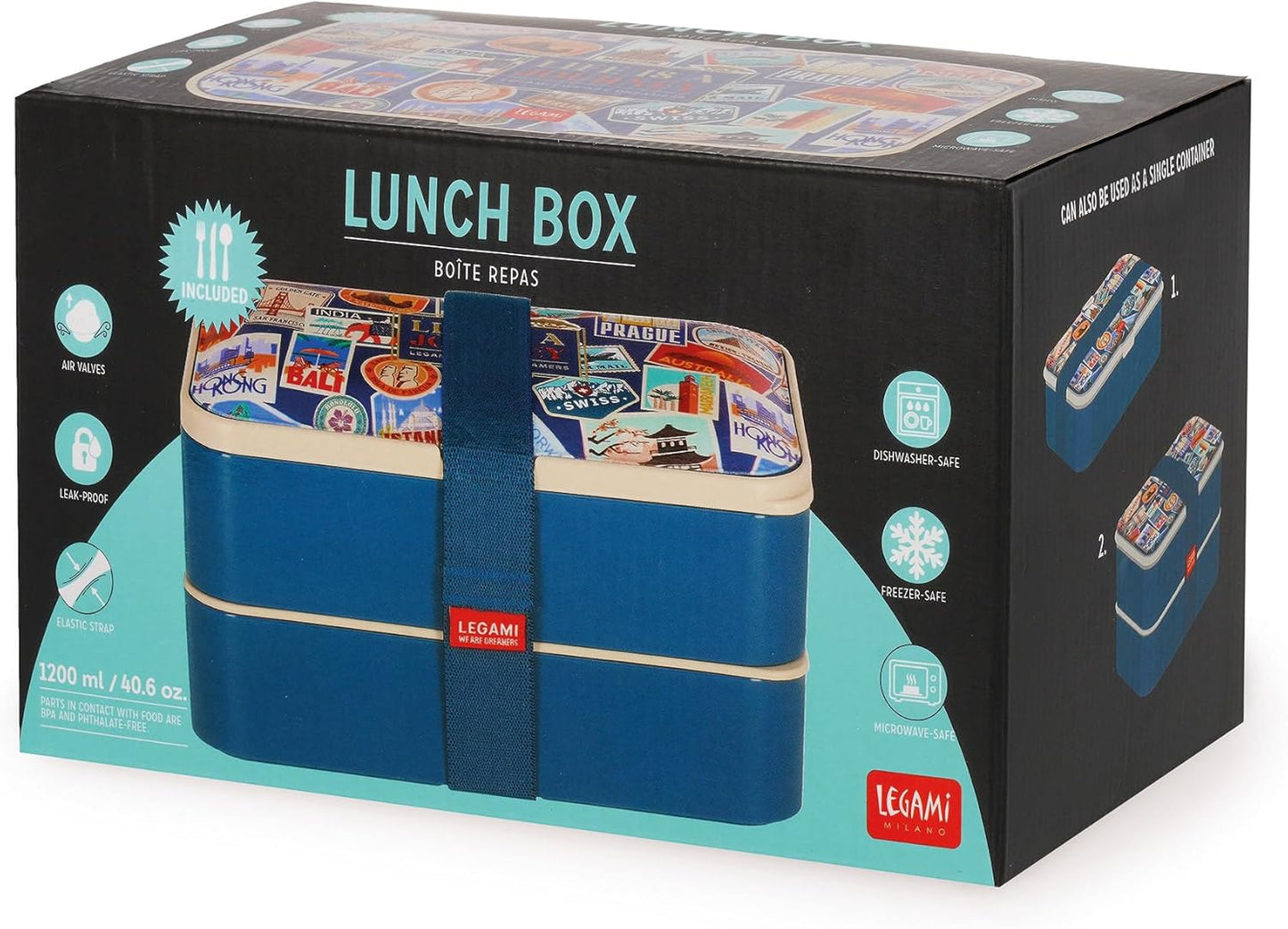 Lunchbox mit Besteck & Travel-Stickers, TRAVEL STICKERS