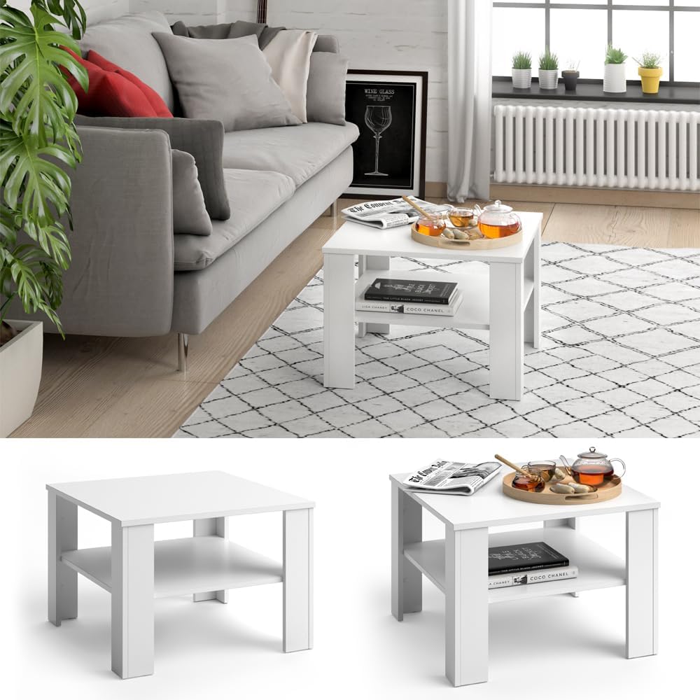 Couchtisch Homer, Weiss, 60x42x60 cm