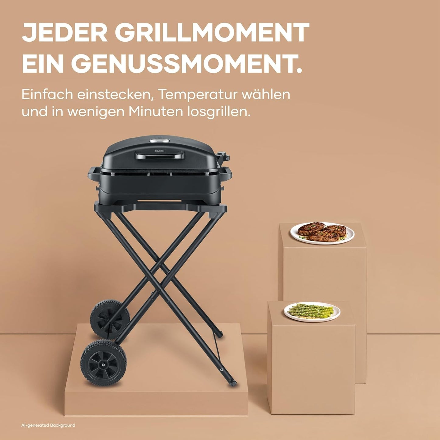 Stand- und Tischgrill PG 8598, Standgrill mit Abdeckung