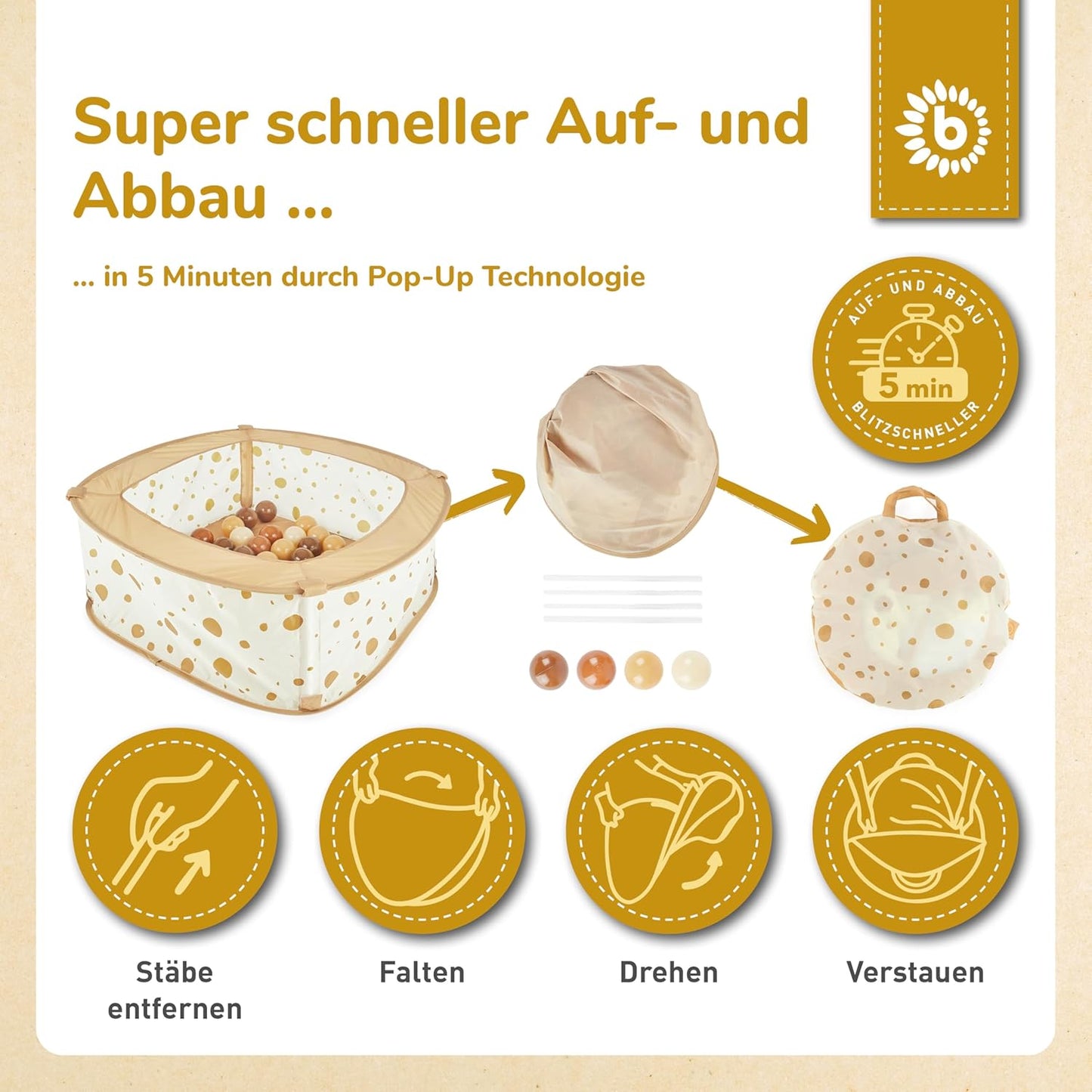 Pop up Bällebad Dots mit 50 Bällen, Bällebad mit 50 Bällen