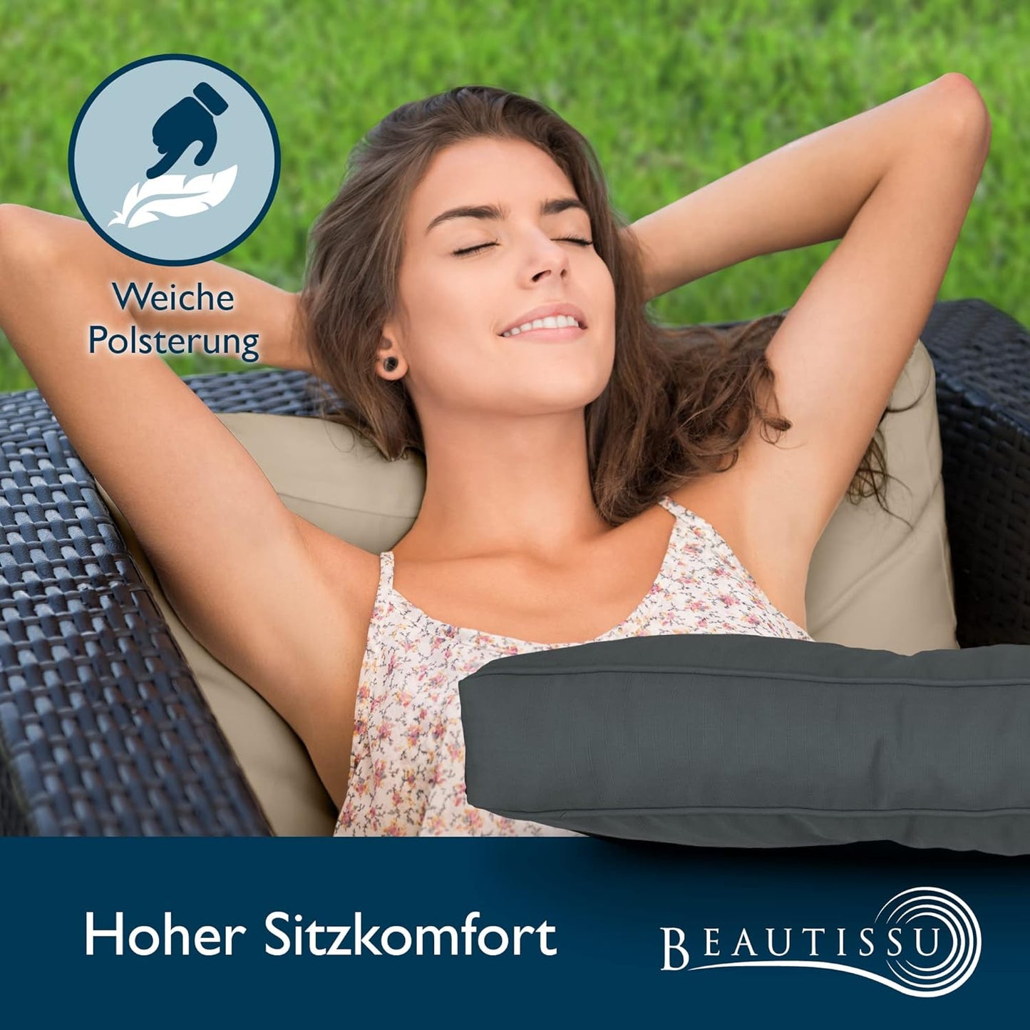 Lounge Sitzkissen, Anthrazit Sitzkissen - 70x70x10 cm