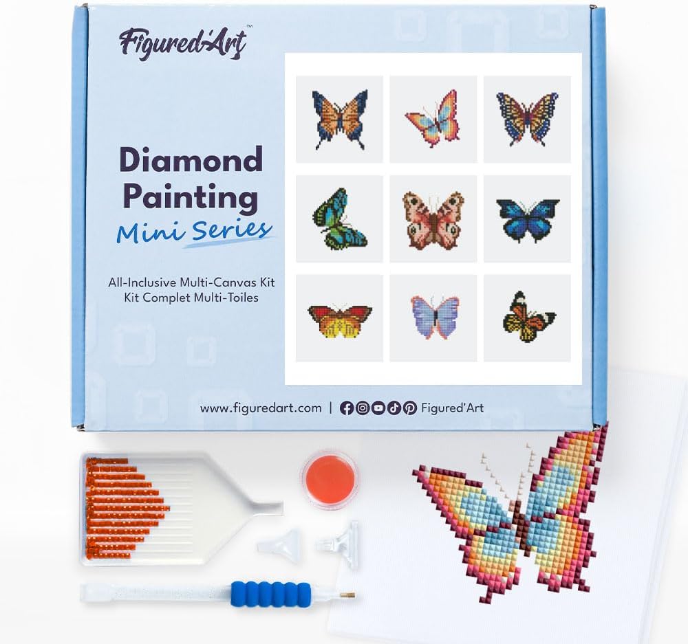 Mini Serie Diamond Painting Set mit 12 Stück, Schmetterlinge PROBLEMYOUMUSTCHECK