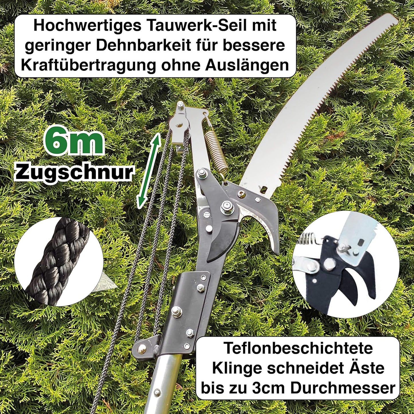 Anbauwerkzeug Raupenschere, 6m Zugschnur