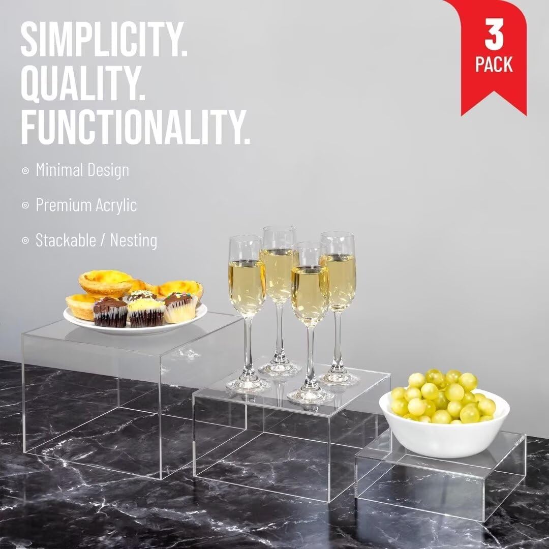 3-teiliges Buffet Präsentationsständer Set, 3 Transparent 6'' 7'' 8''