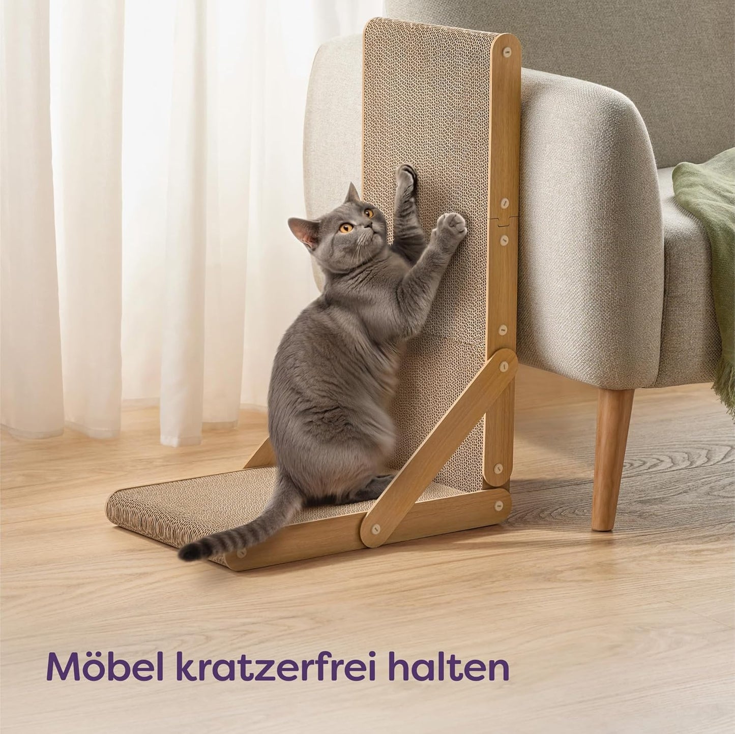 Kratzbrett L-förmig für Katzen (68 cm, wendbar)