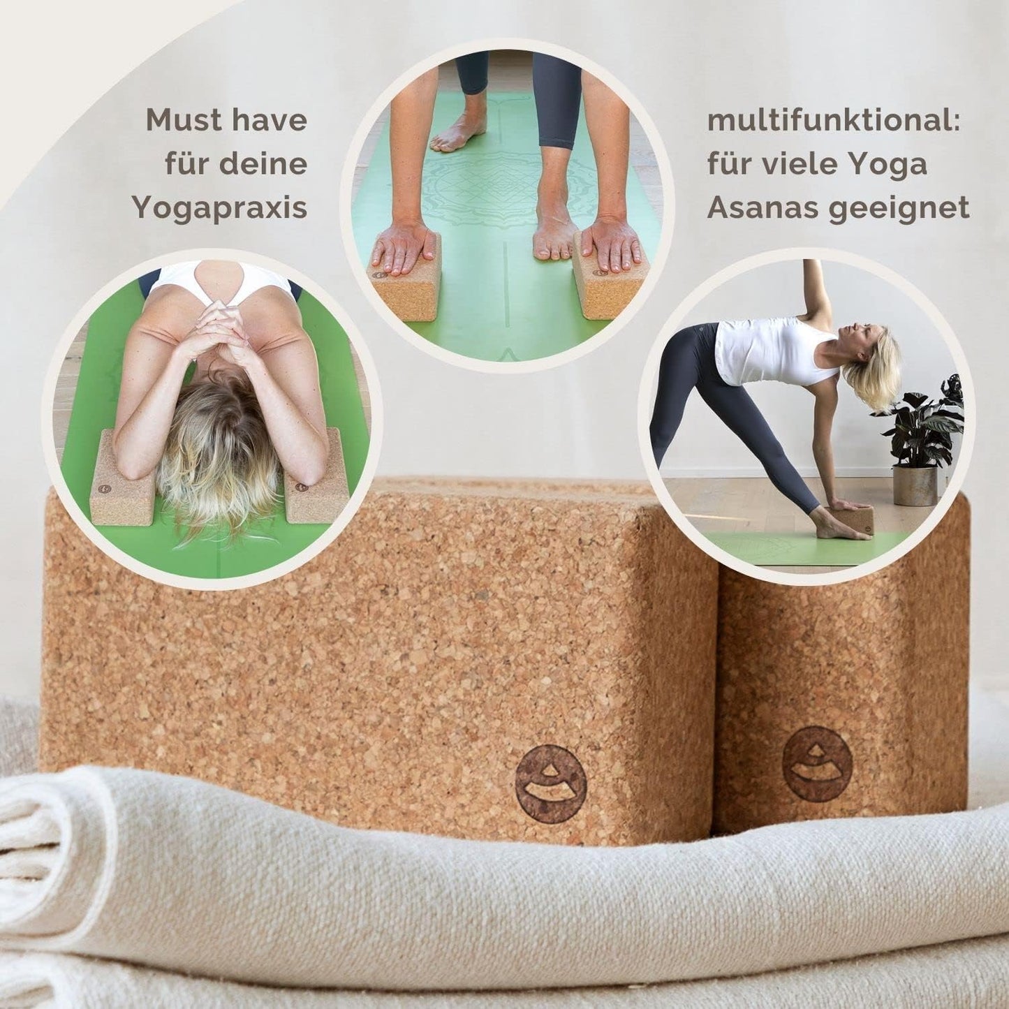 Yoga Korkblock-Set, 2er-Set Medium