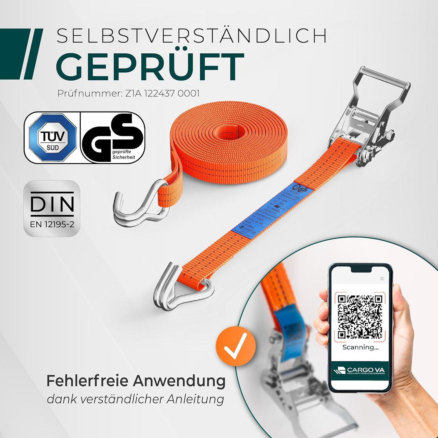 4er-Set Schwerlast-Spanngurte mit Ratsche, 4 Stück 6M