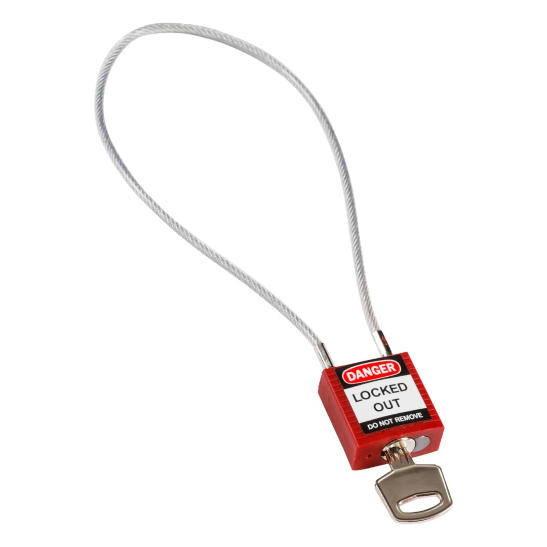 Kabel-Vorhängeschloss mit Schlüssel, 32mm x 116mm Kompakt Rot