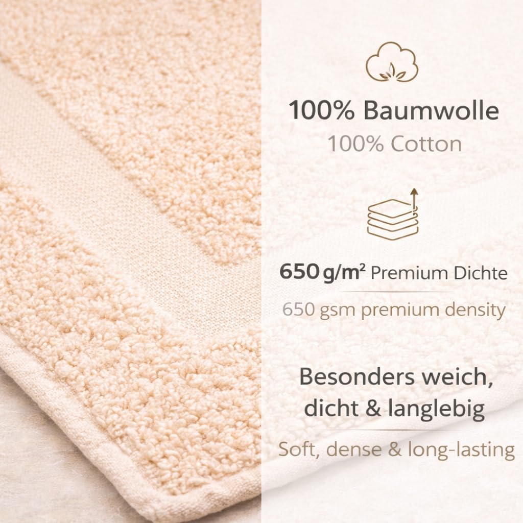2er-Set Badematten, 50x70 cm, 2x Badvorleger Beige