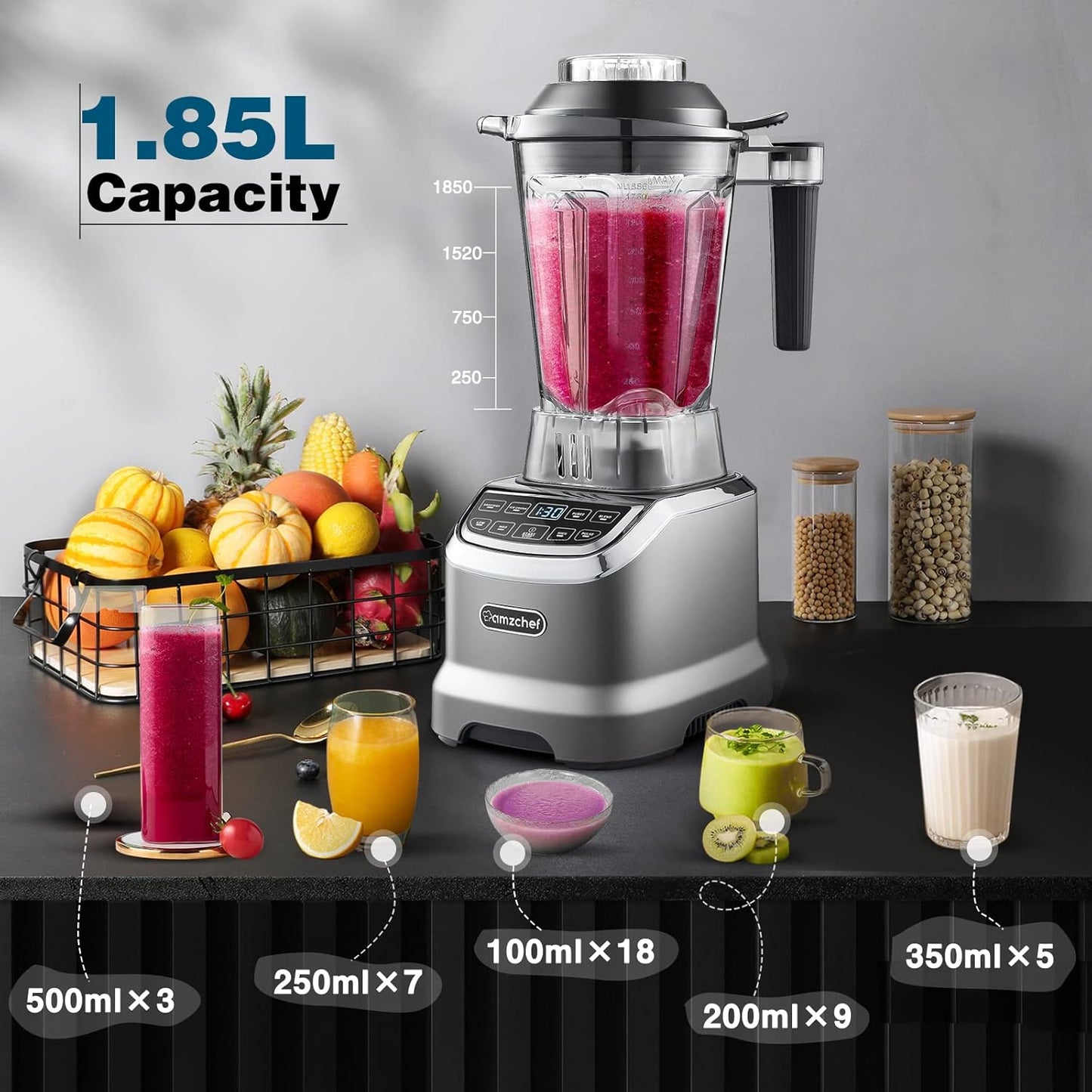Hochleistungsmixer, Mattes Grau ; Standmixer