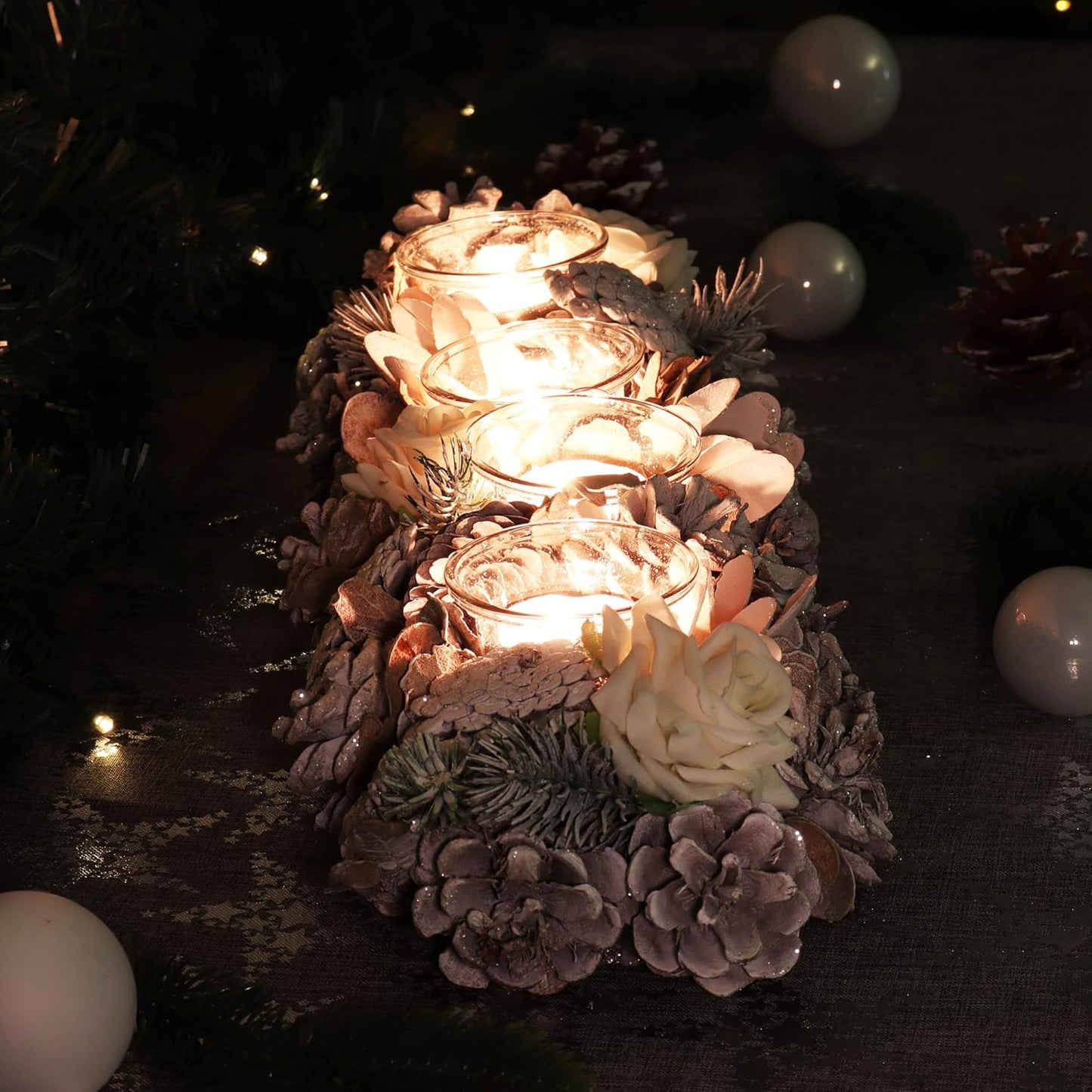 Länglicher Adventskranz für 4 Kerzen, Advents-kerzenhalter Xxl