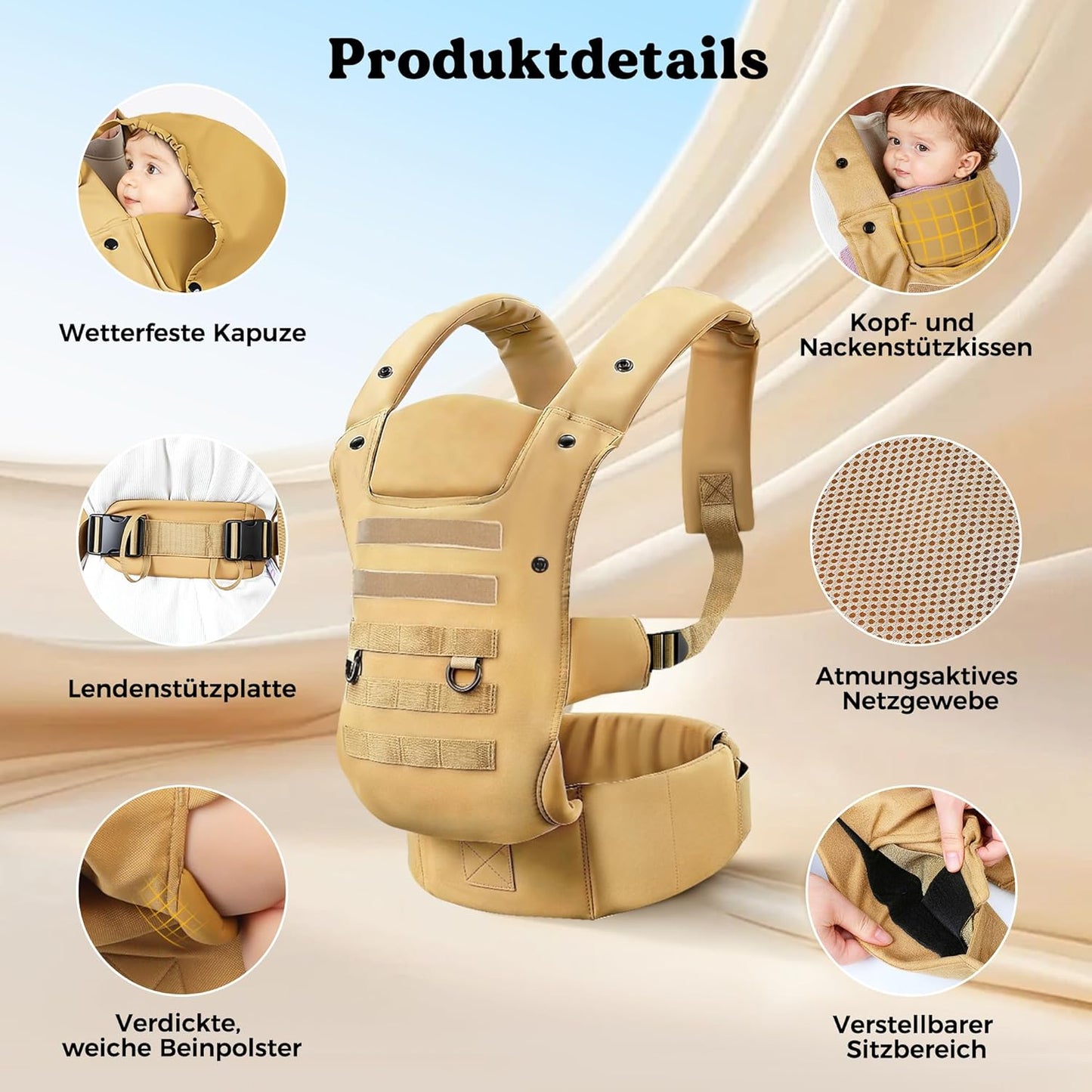 Ergonomische Babytrage, Khaki