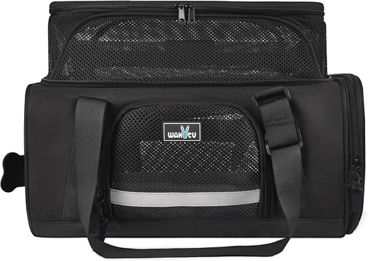 Erweiterbare Haustier-Transportbox (Flugzeugzugelassen), L 45 x B 28 x H 21 cm, 2.0 Schwarz