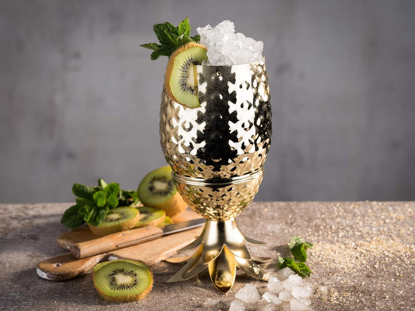 Ananas Cocktail-Becher, Gold Poliert