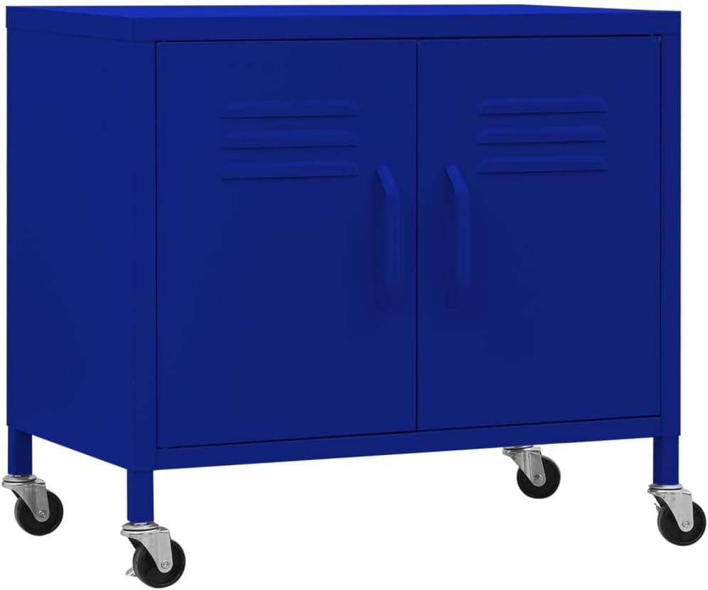 Stahl-Aufbewahrungsschrank mit Rollen (60x35x56 cm), Marineblau