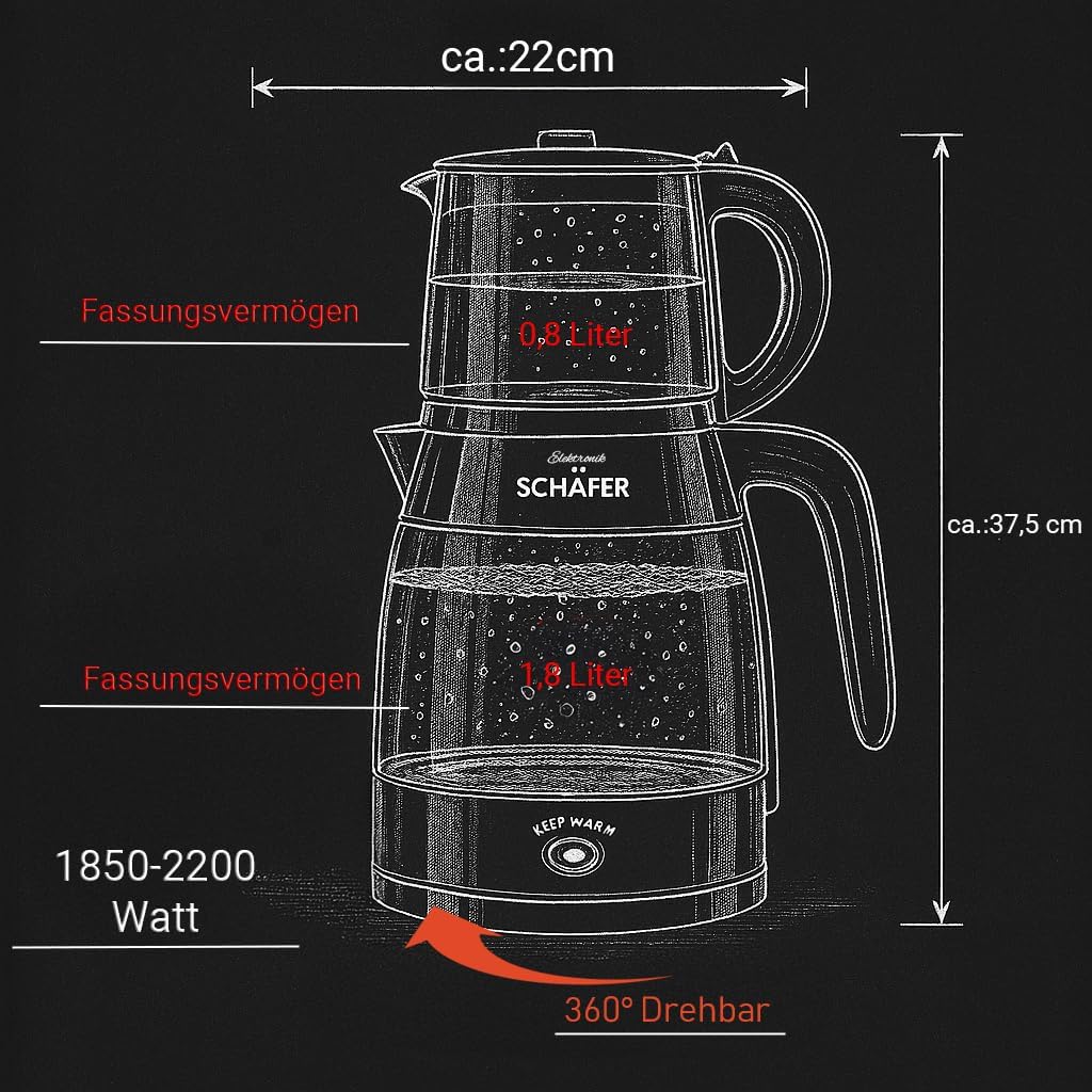 Tee- und Wasserkocher mit Teesieb und Abschaltautomatik, Alya-silber