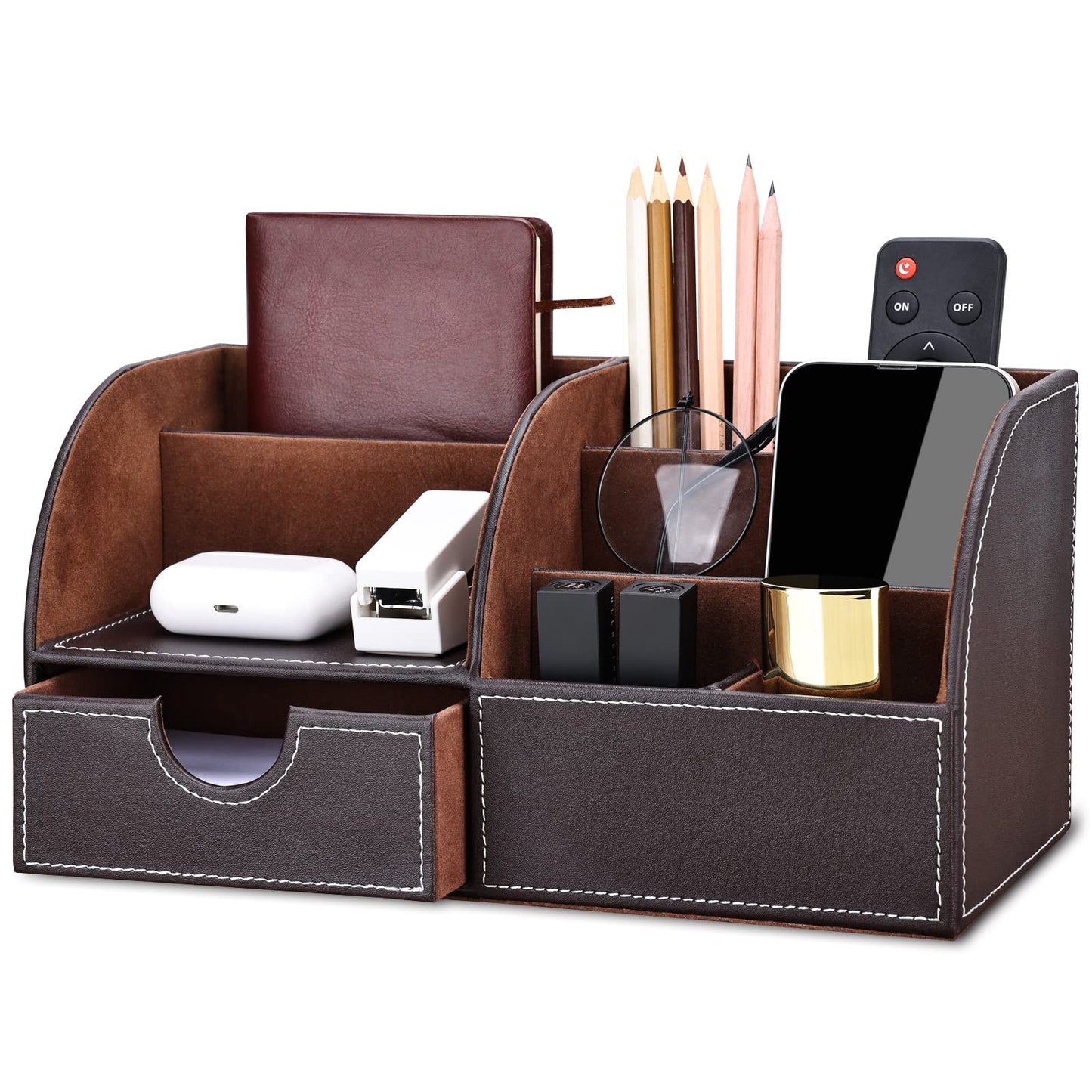 Schreibtisch Organizer mit 7 Fächern, Braun
