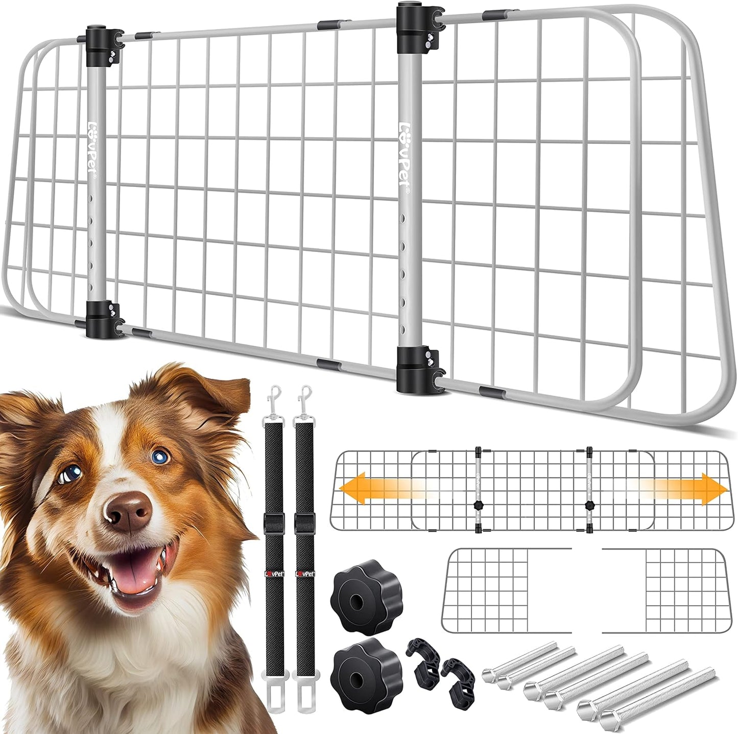 Autoschutzgitter für Hunde, Grau