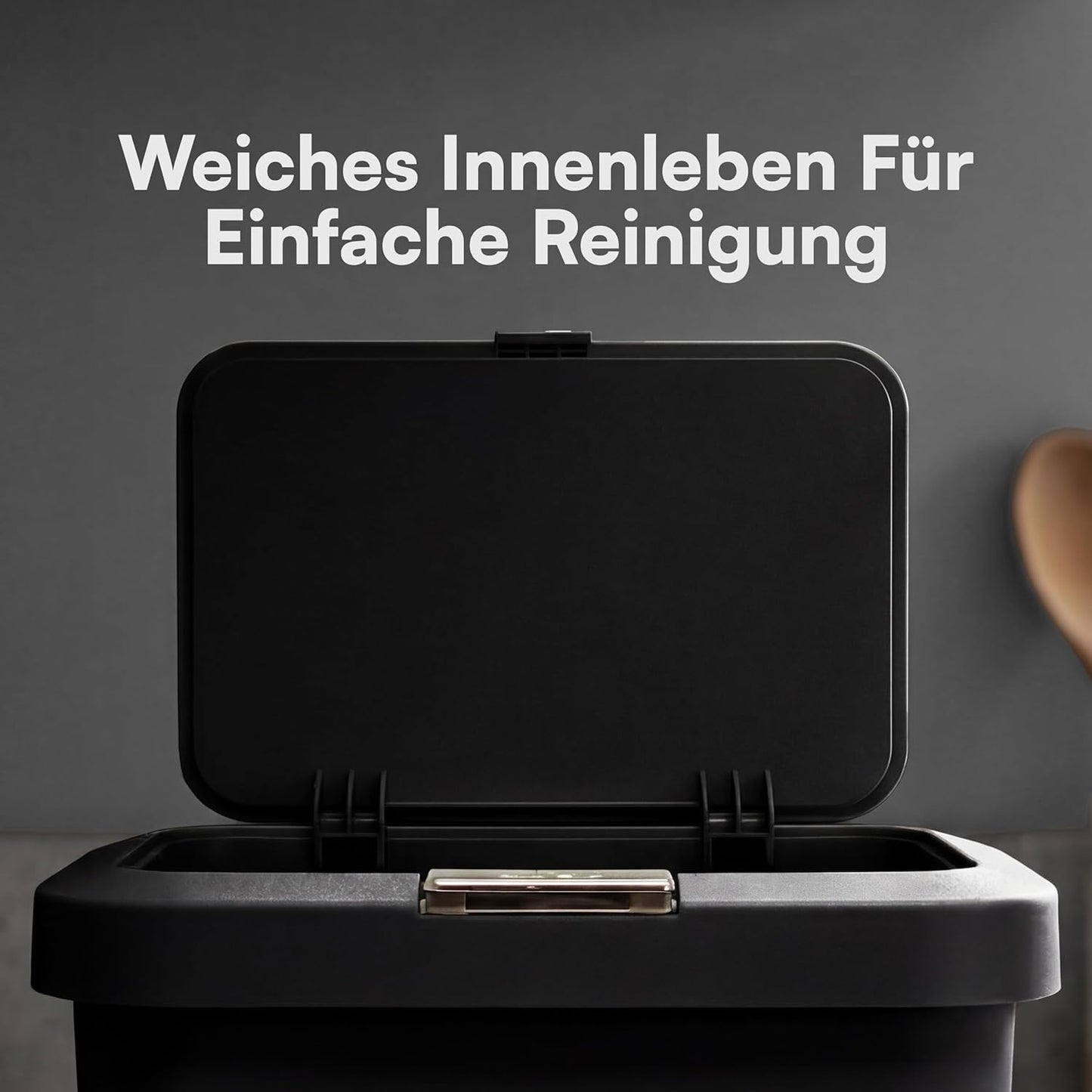 Küchen-Biomüllbehälter mit Druckdeckel, Schwarz