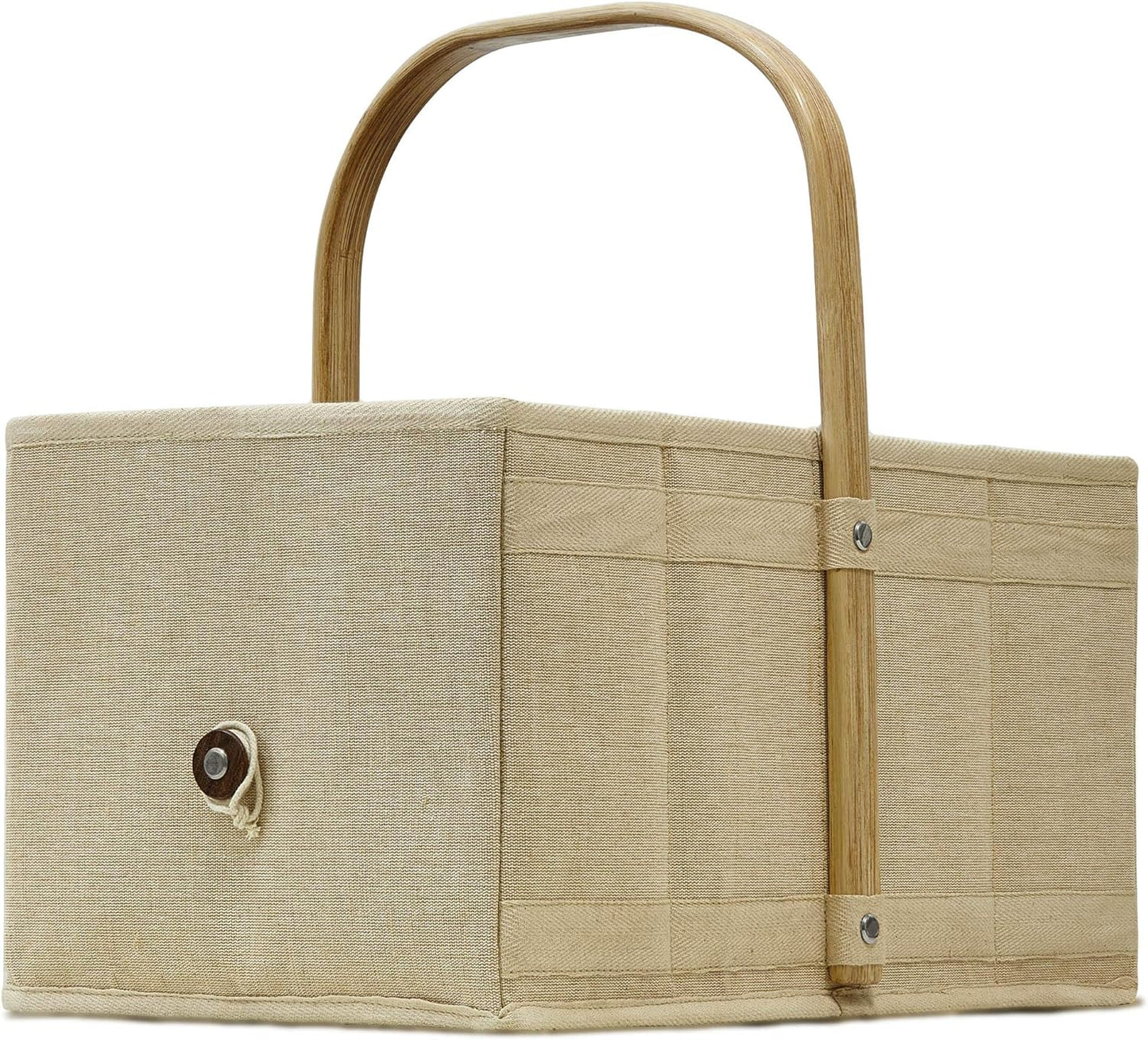 Klappbarer Einkaufkorb mit Obst- und Gemüsenetz, Natur, Beige