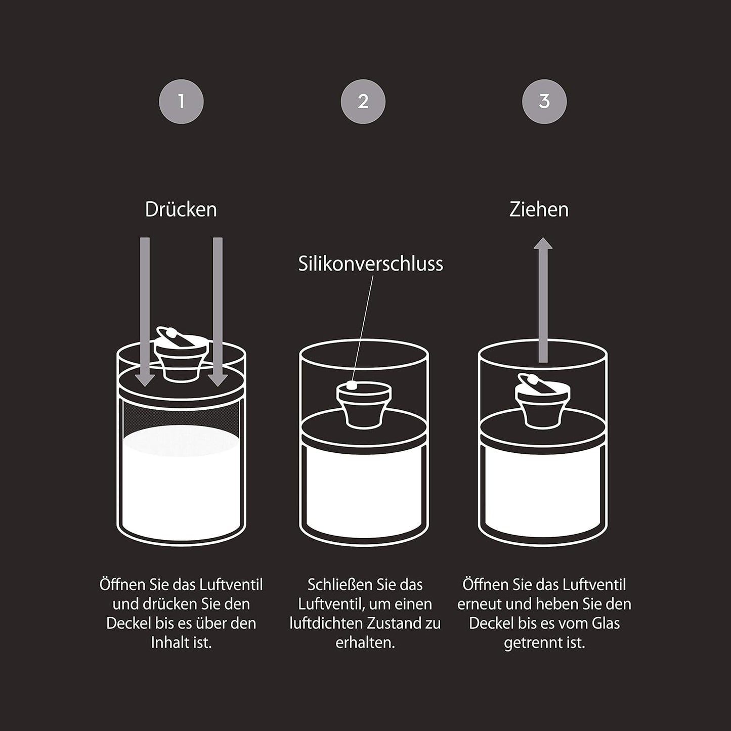 3 teiliges Vakuum-Vorratsgläser-Set, 3-er Set