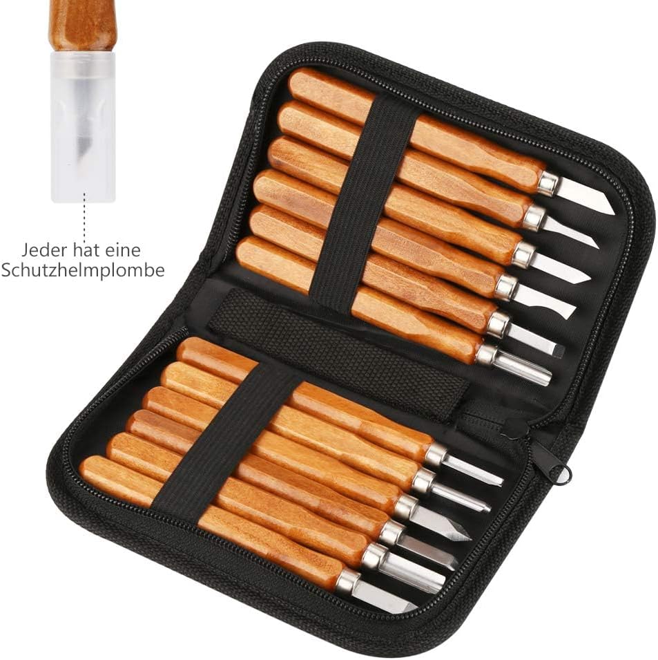 12-teiliges Holz-Schnitzwerkzeug-Set mit Schleifstein, 12 in 1 Set