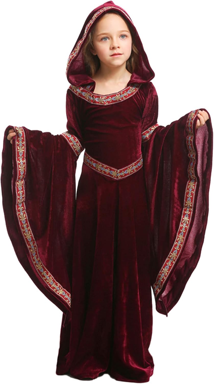 Mittelalter-Samtkleid, Mädchen Rot S