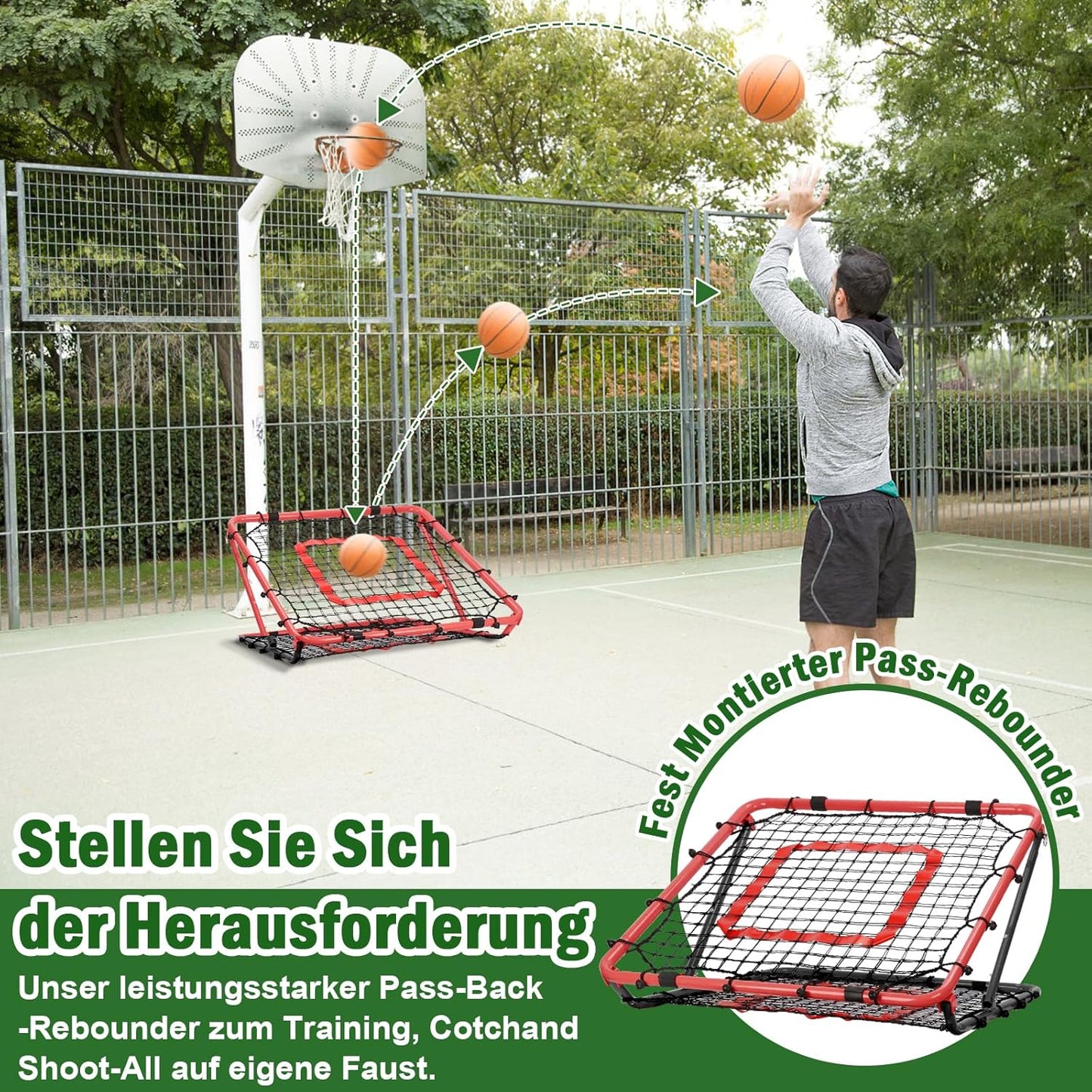 Fussball Rebounder, 85cmx85cm Rot