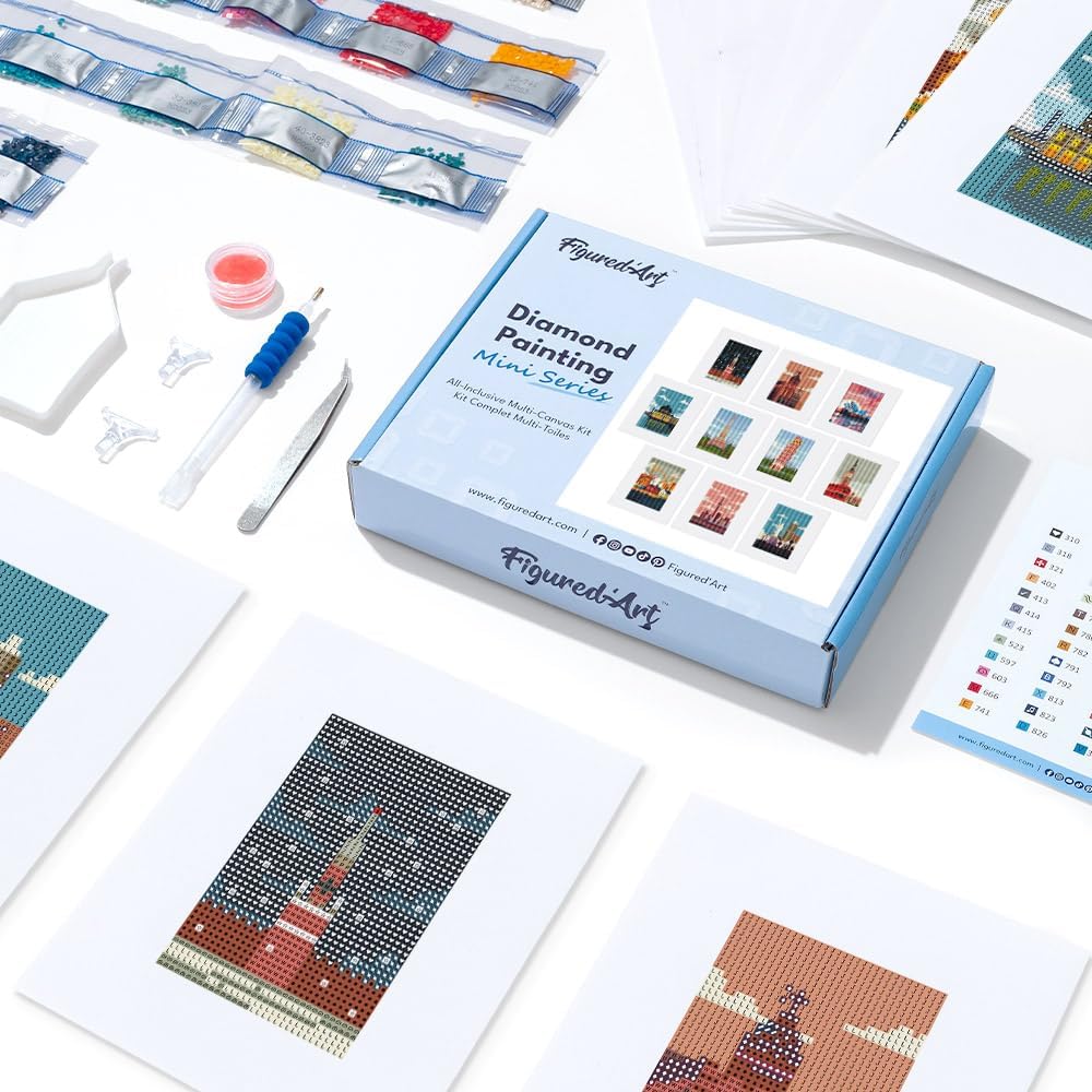 Mini Serie Diamond Painting Set mit 12 Stück, Weltstädte PROBLEMYOUMUSTCHECK