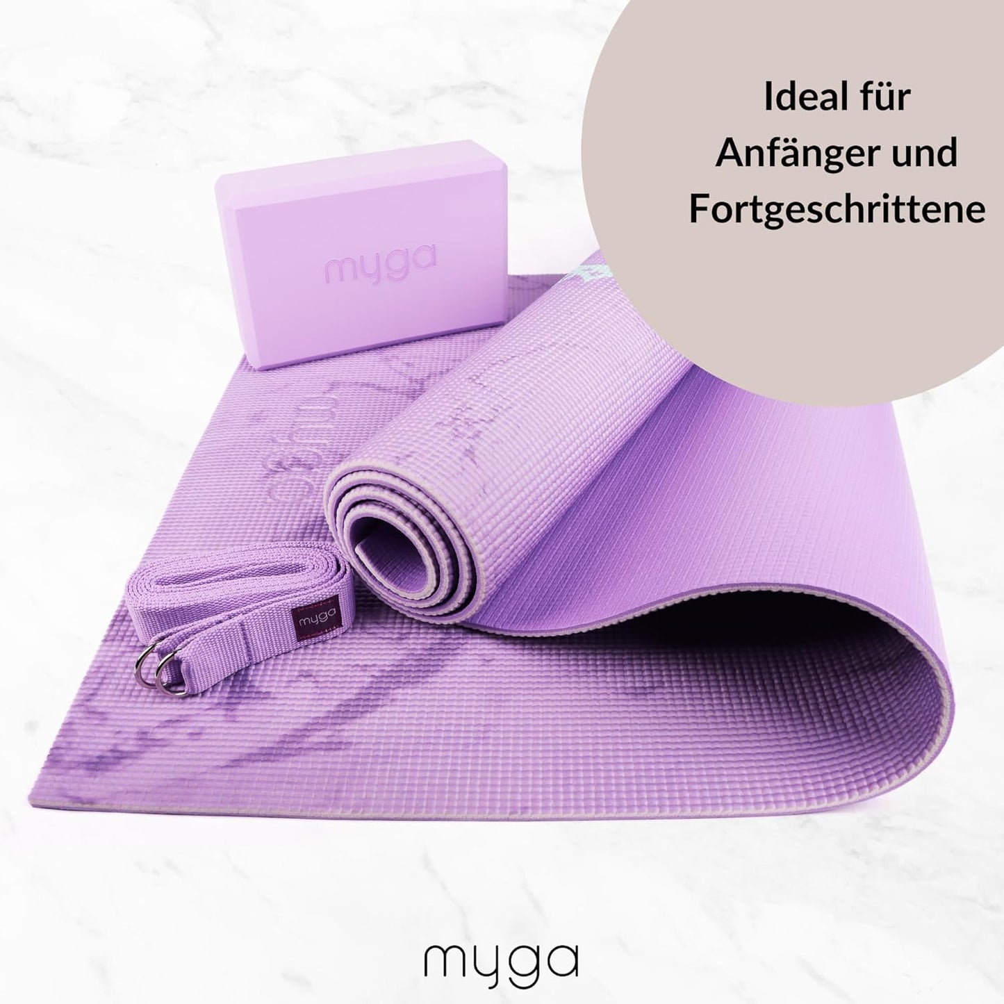 Yoga Starter Kit mit Matte, Block & Gurt, Chakra