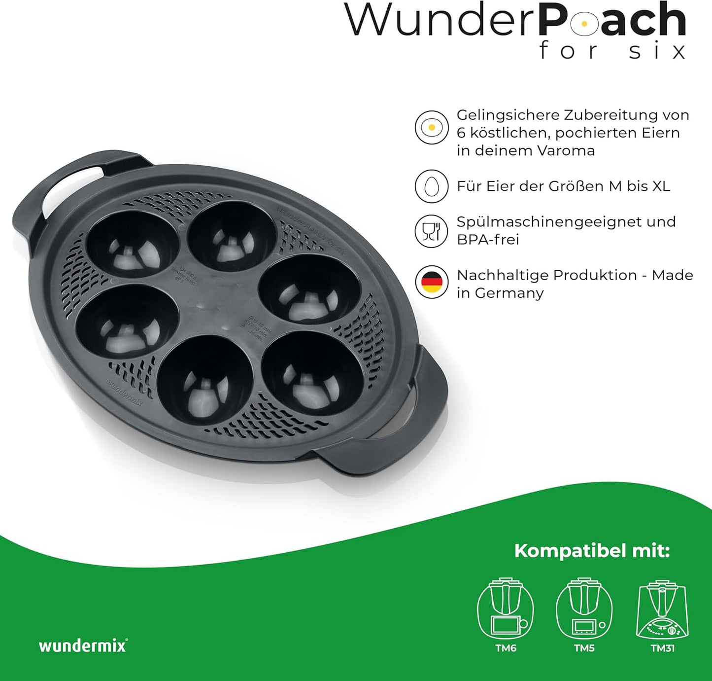 Pochiereinsatz für Thermomix für 6 Eier, 6 Eier Kompatibel mit Tm6, Tm5 & Tm31