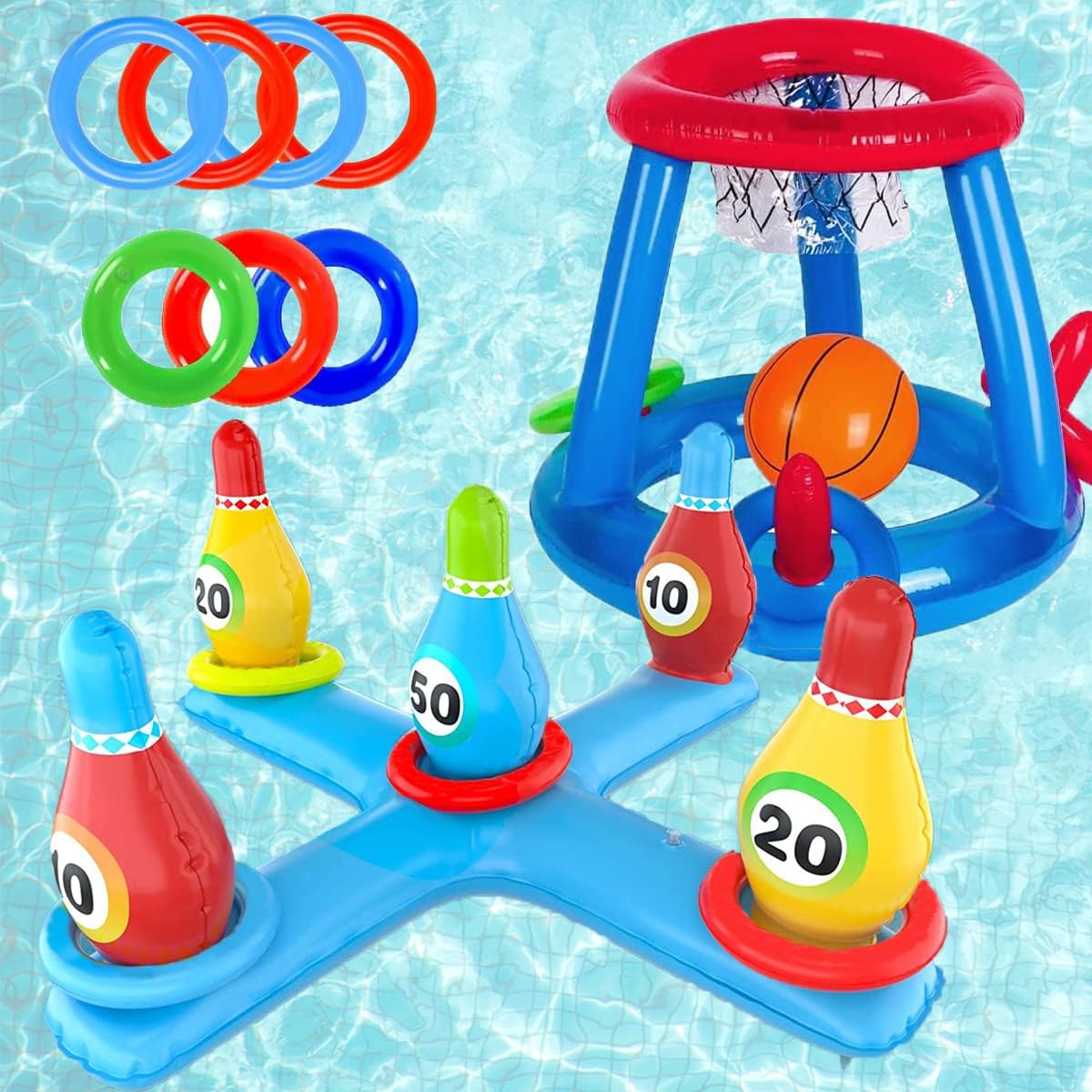 Aufblasbares Pool-Basketball- und Wurfspiel-Set
