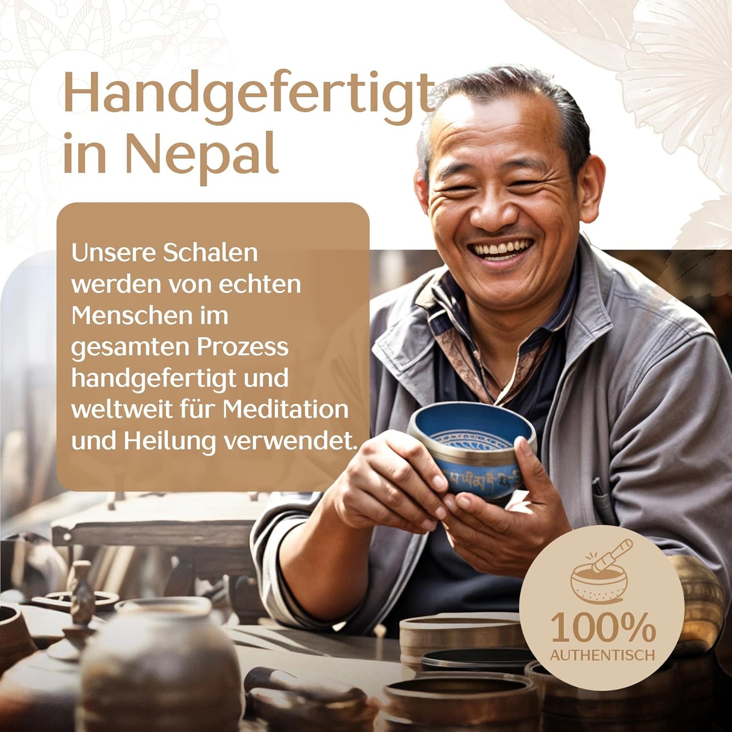 Klangschalen-Set für Meditation und Achtsamkeit, Blaue Ohne Tasche
