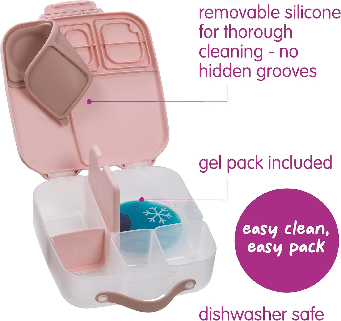 Bento-Brotdose mit herausnehmbarem Trenner, Blush Crush