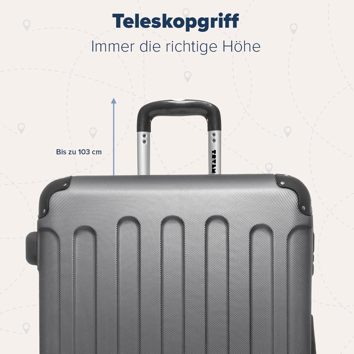 3-teiliges Kofferset, Kofferset 3 teilig Grau
