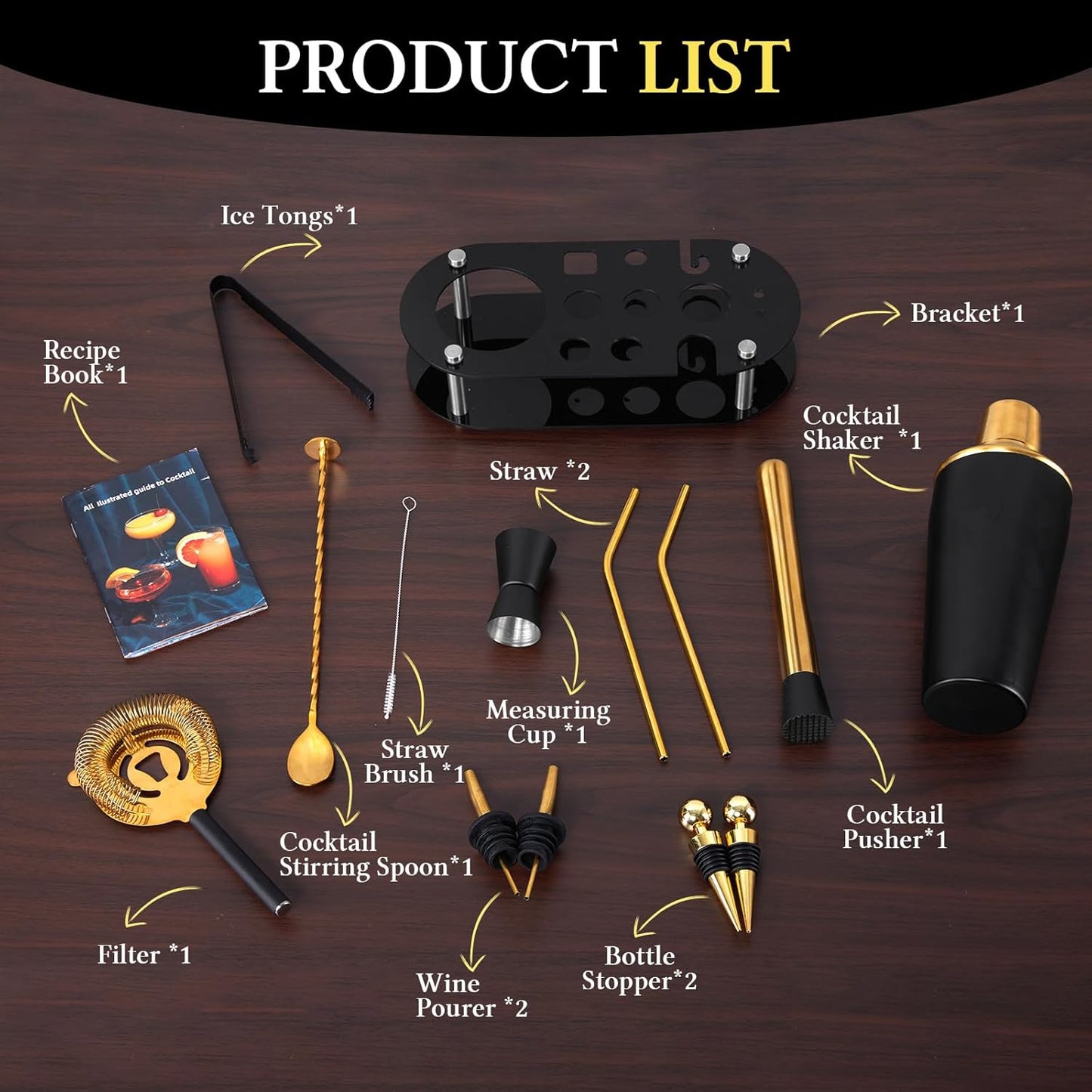 Cocktail Shaker Set, Gold
