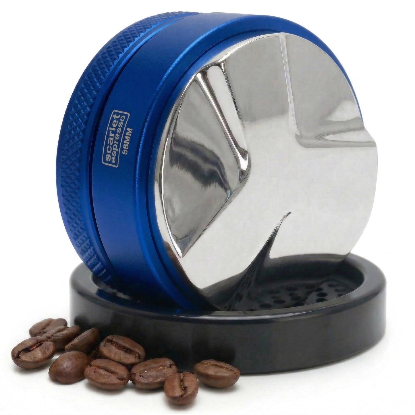 Espresso-Verteiler mit Tamperablage, 53 mm, Set (53 mm + Tamperablage) Blau