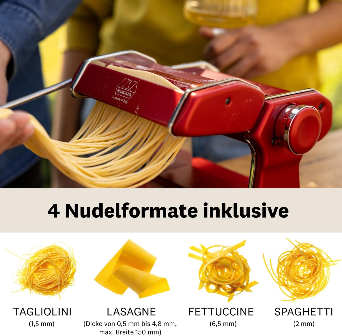 Atlas+ Nudelmaschine für Lasagne & Spaghetti, Rot