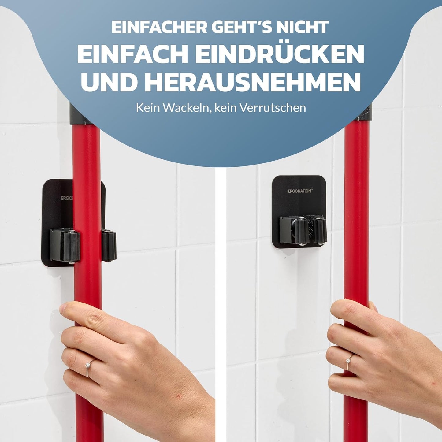 Selbstklebender Besenhalter für die Wand, Schwarz 4