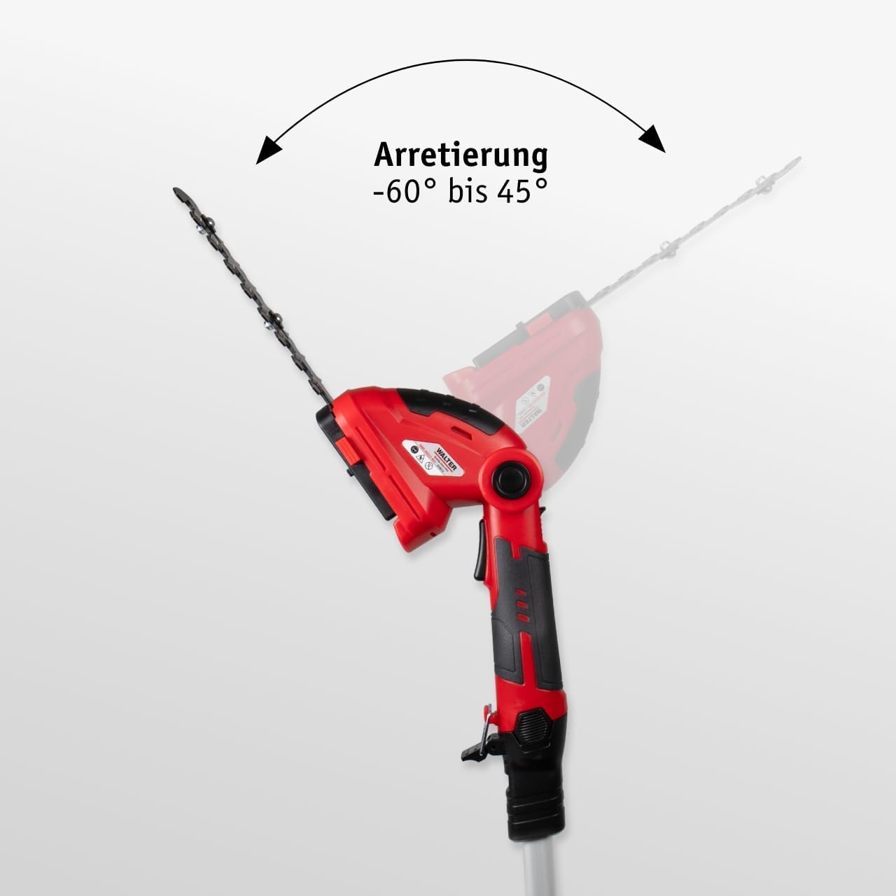Akku-Heckenschere mit Teleskopstange, Gras und Heckenschere
