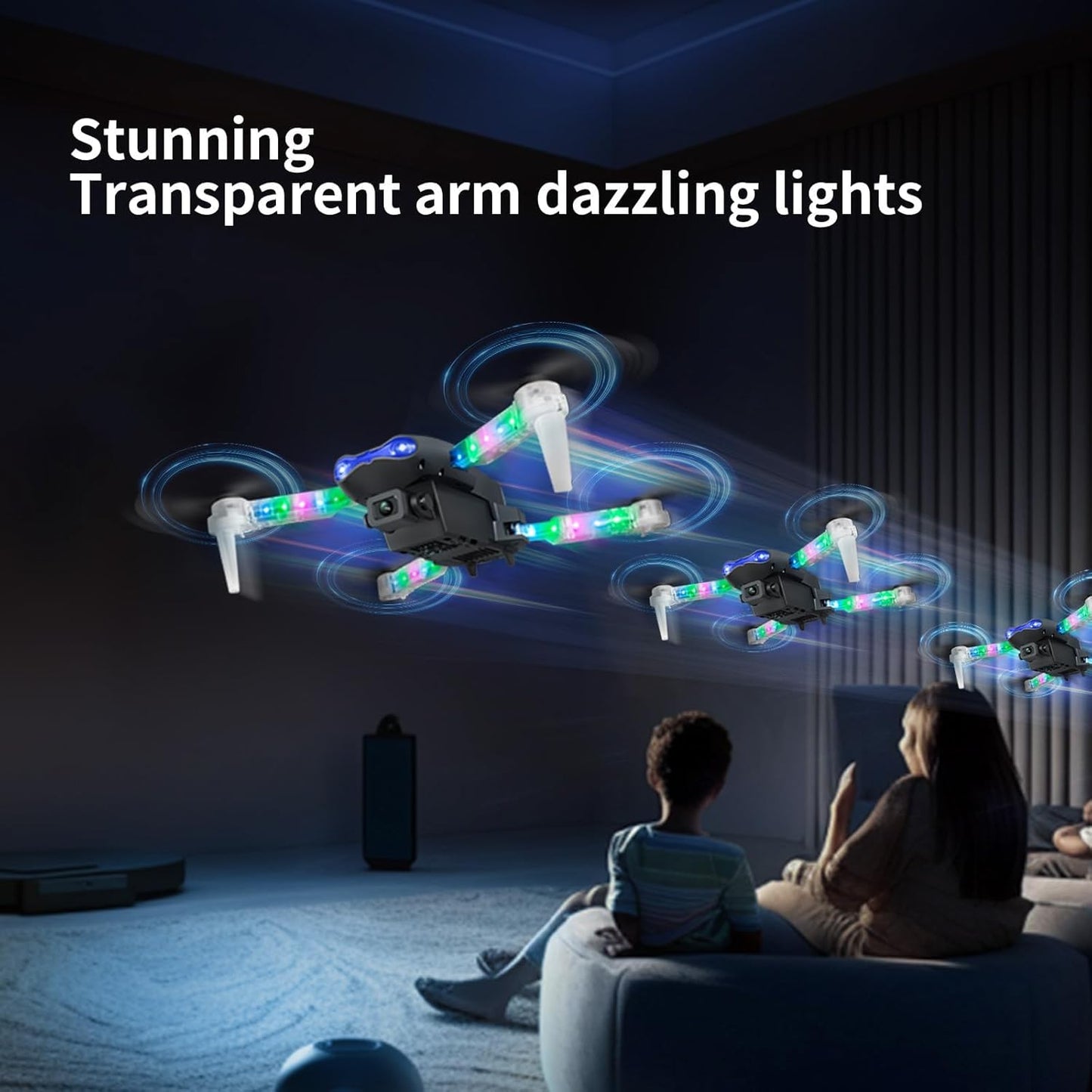 Faltbare Drohne 80973 mit 1080P Kamera und LED Lichtern, Grau